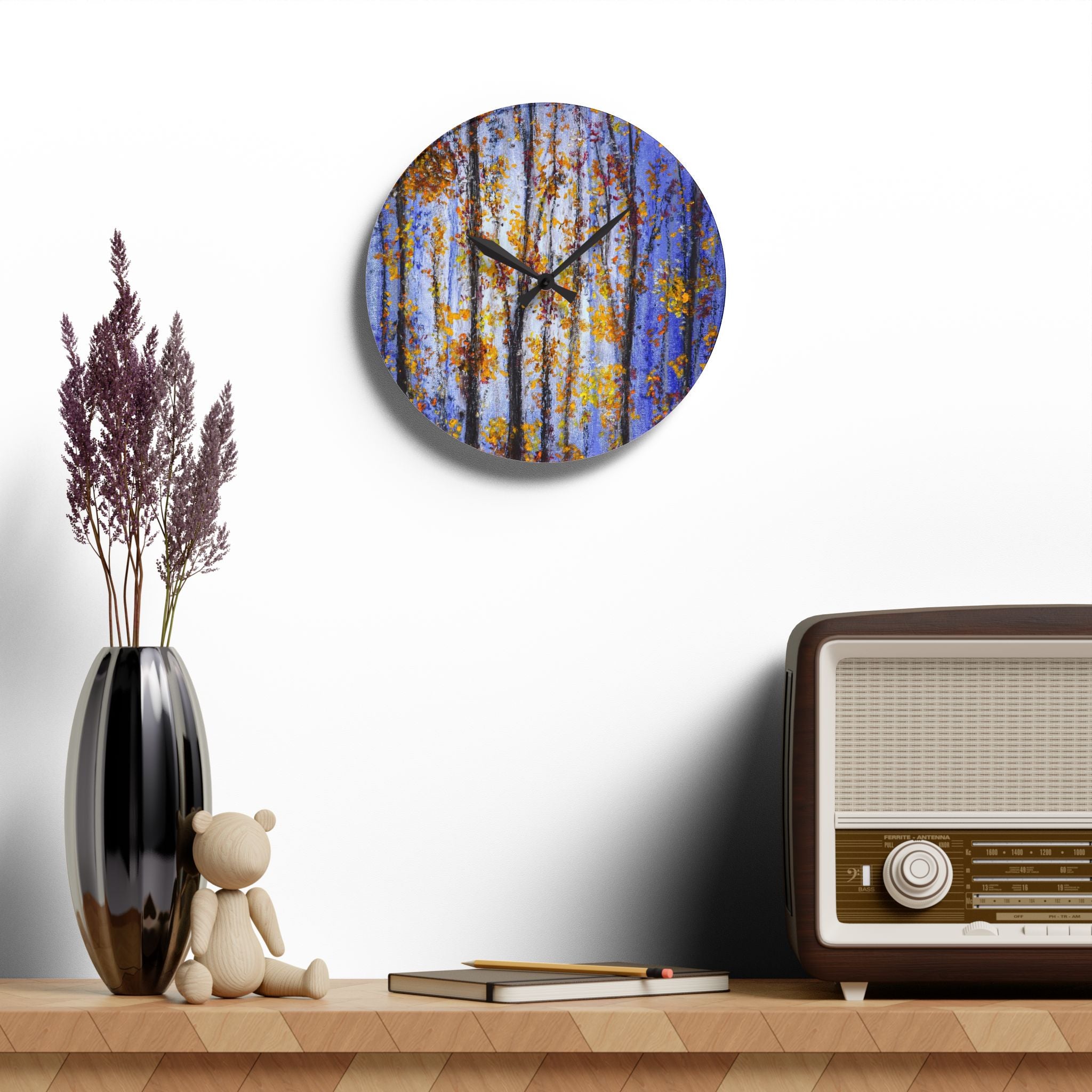 Acrylic Wall Clock — Autumn Aspen Forest Art Clock (Round)