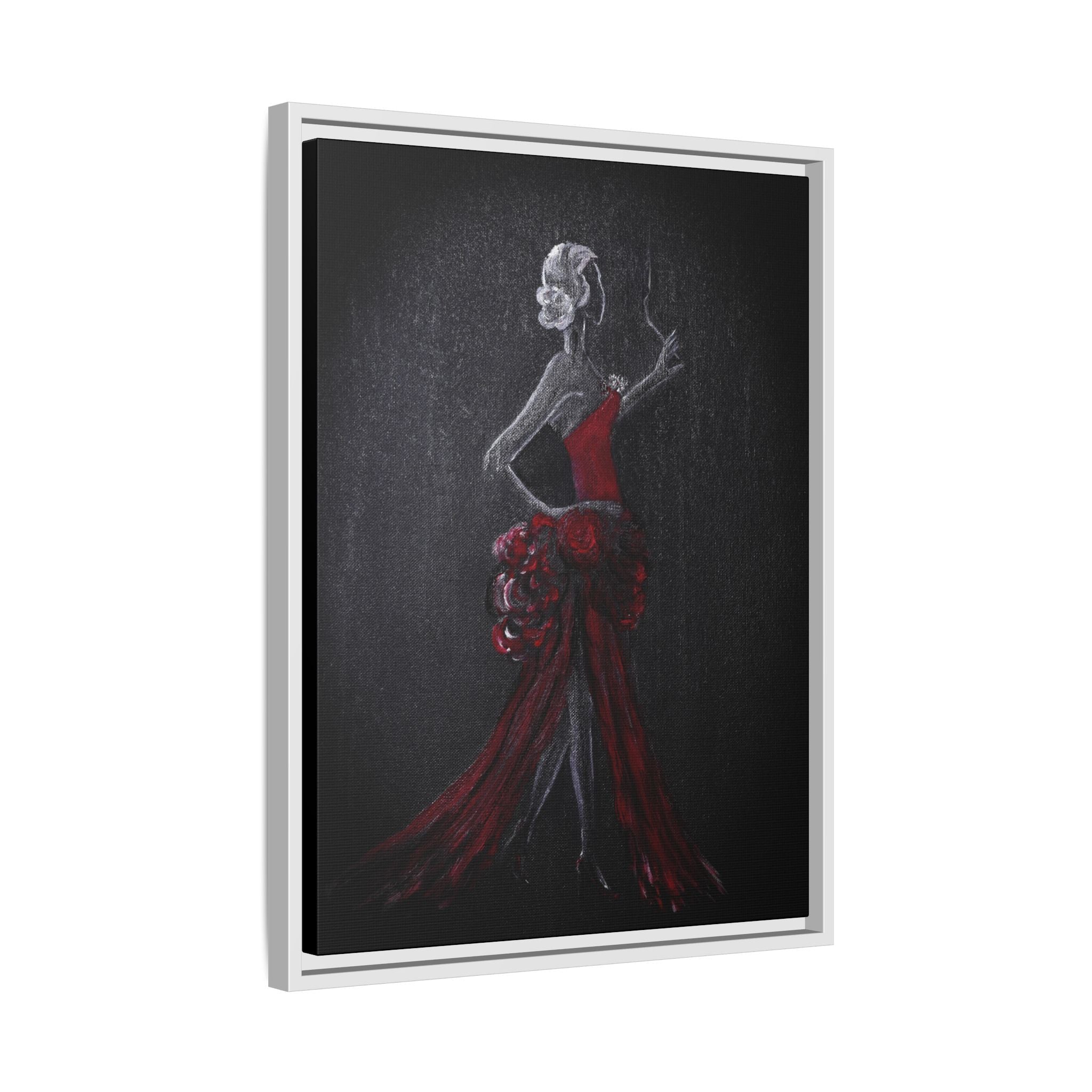 Framed Matte Canvas - Red Flamenco Dancer Art Print