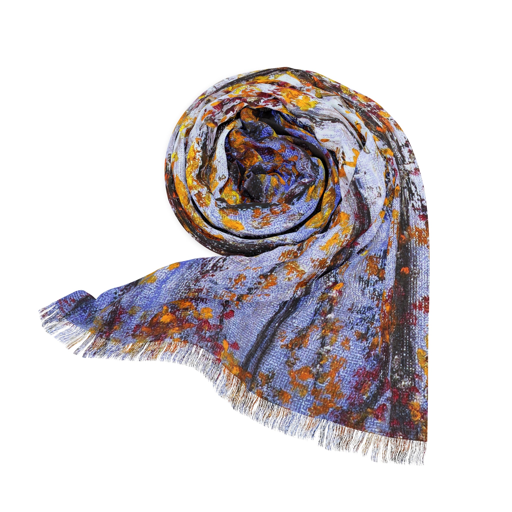 Autumn Birch Light Scarf – Soft Fall Leaves Print Fashion Wrap