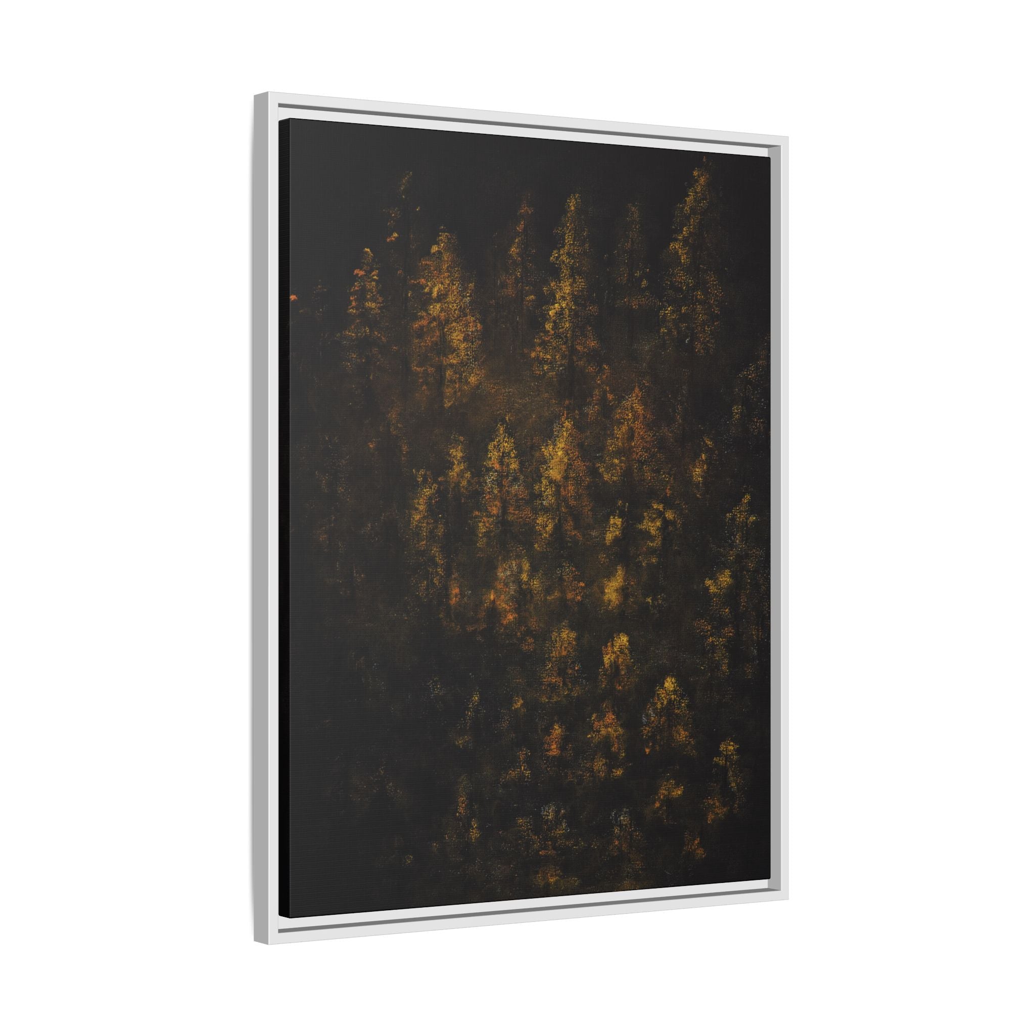 Framed Matte Canvas Forest Print — Golden Autumn Trees Wall Art