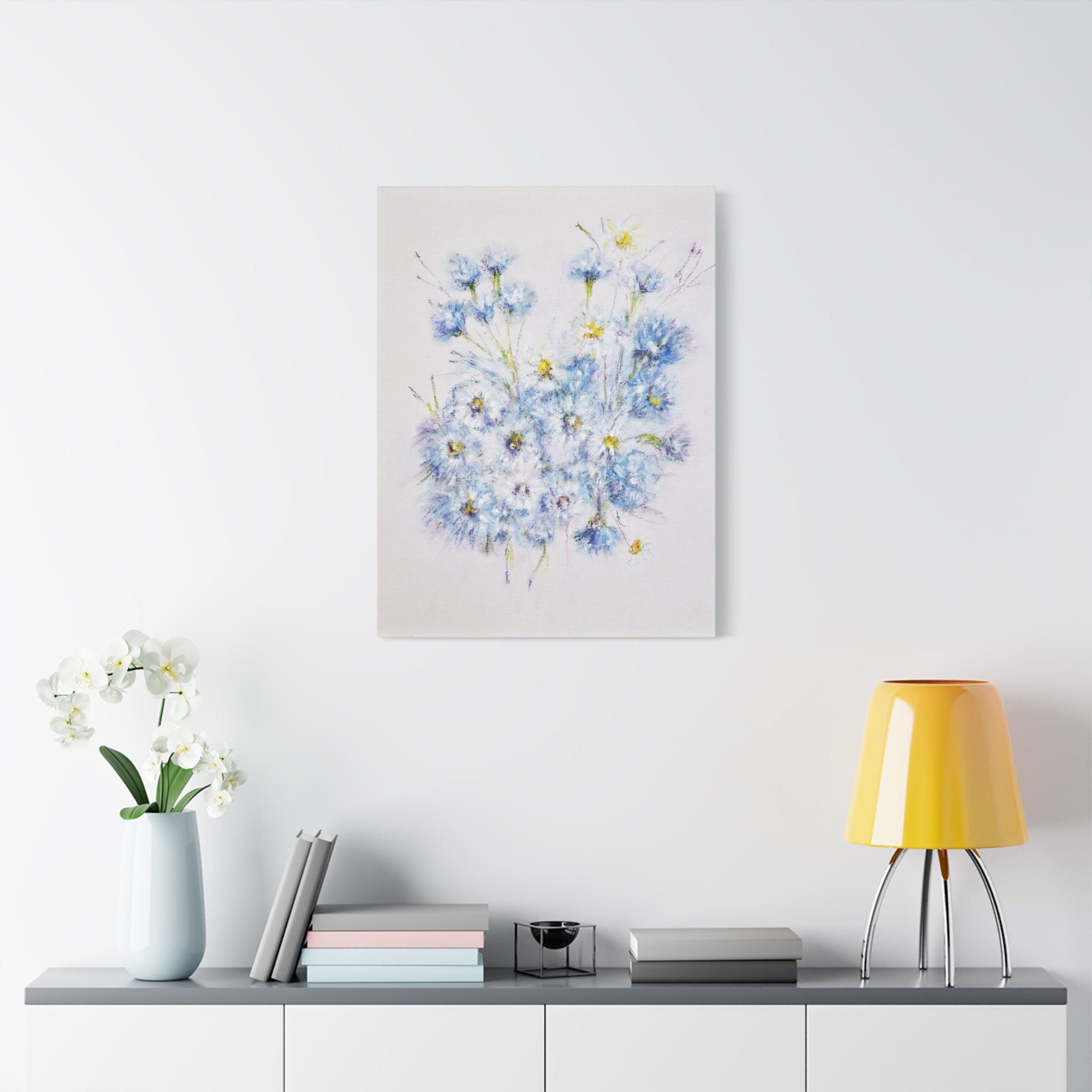 Blue Wildflower Bouquet Matte Canvas Wall Art — Stretched 1.25"