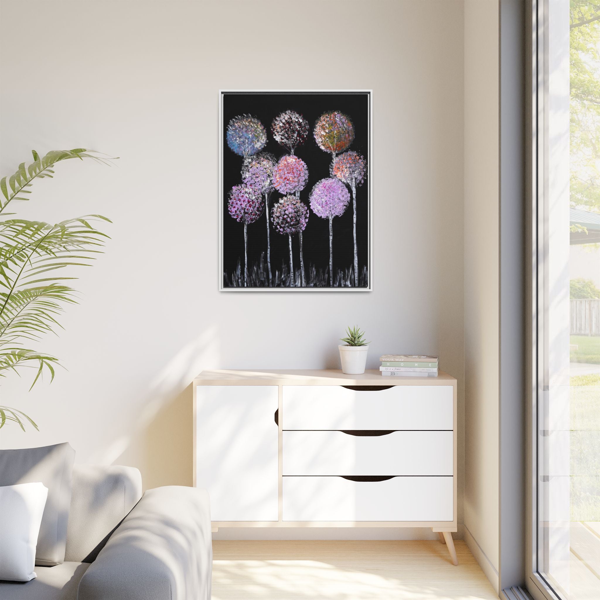 Framed Matte Canvas-Pastel Floral Art