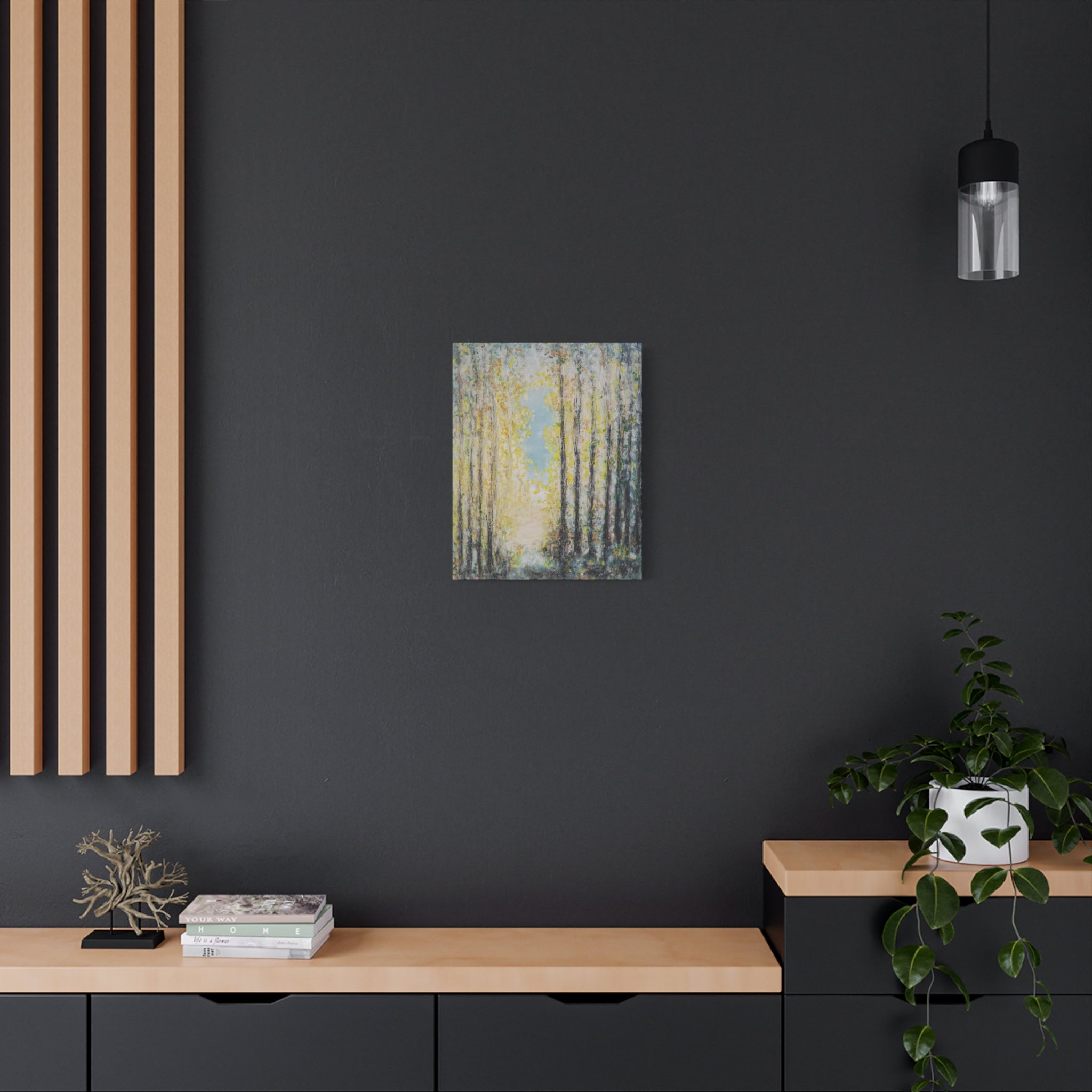 Forest Light Matte Canvas Print — Tranquil Birch Tree Wall Art