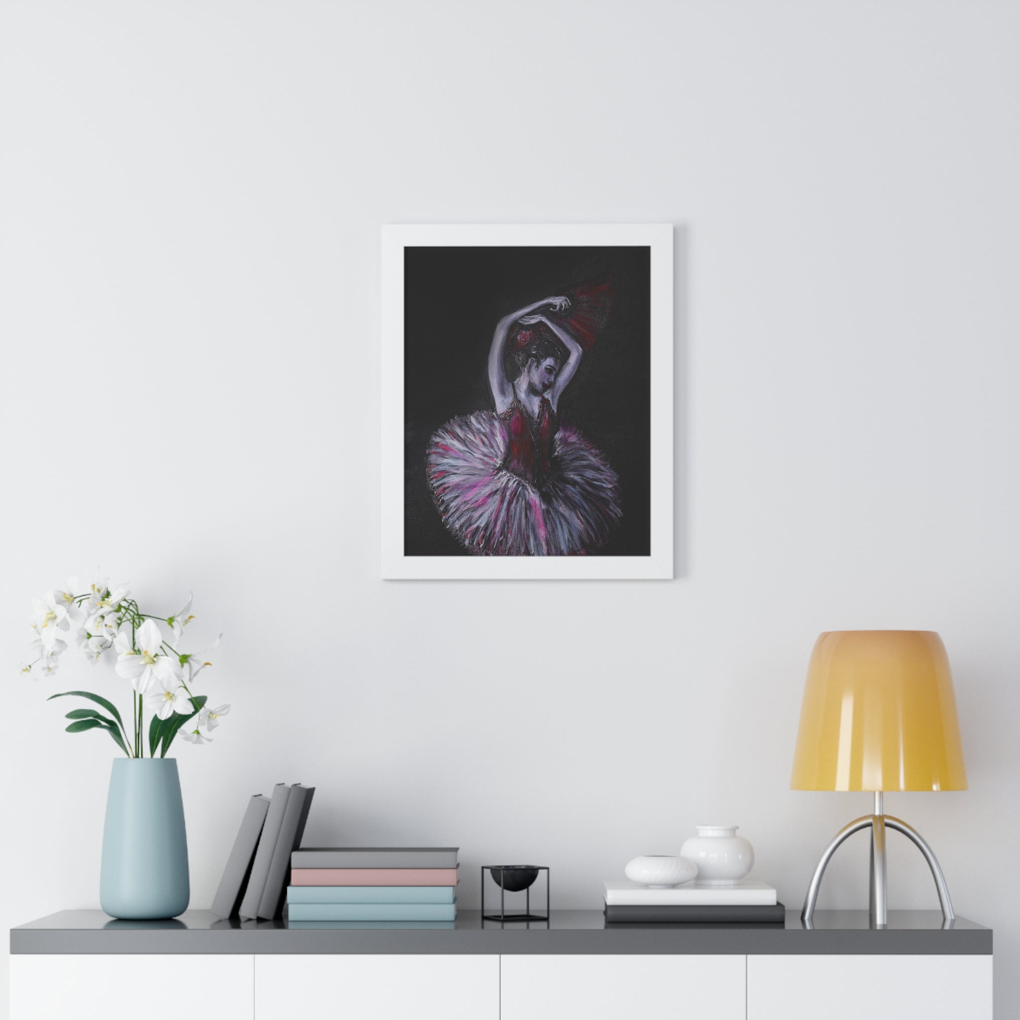 Ballet Dancer Framed Poster — Elegant Red & Pink Tutus Wall Art