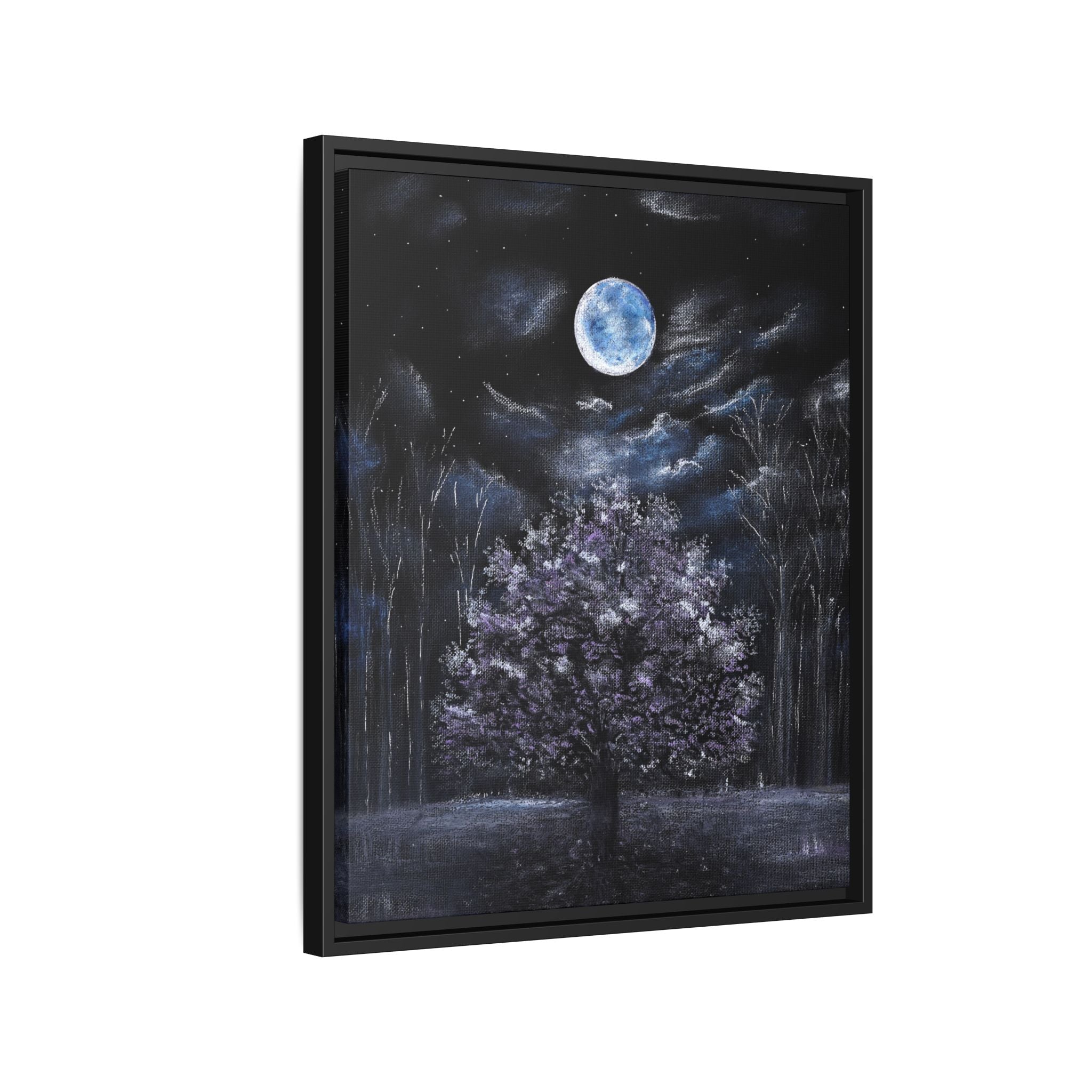 Framed Matte Canvas Art — Moonlit Tree Nightscape