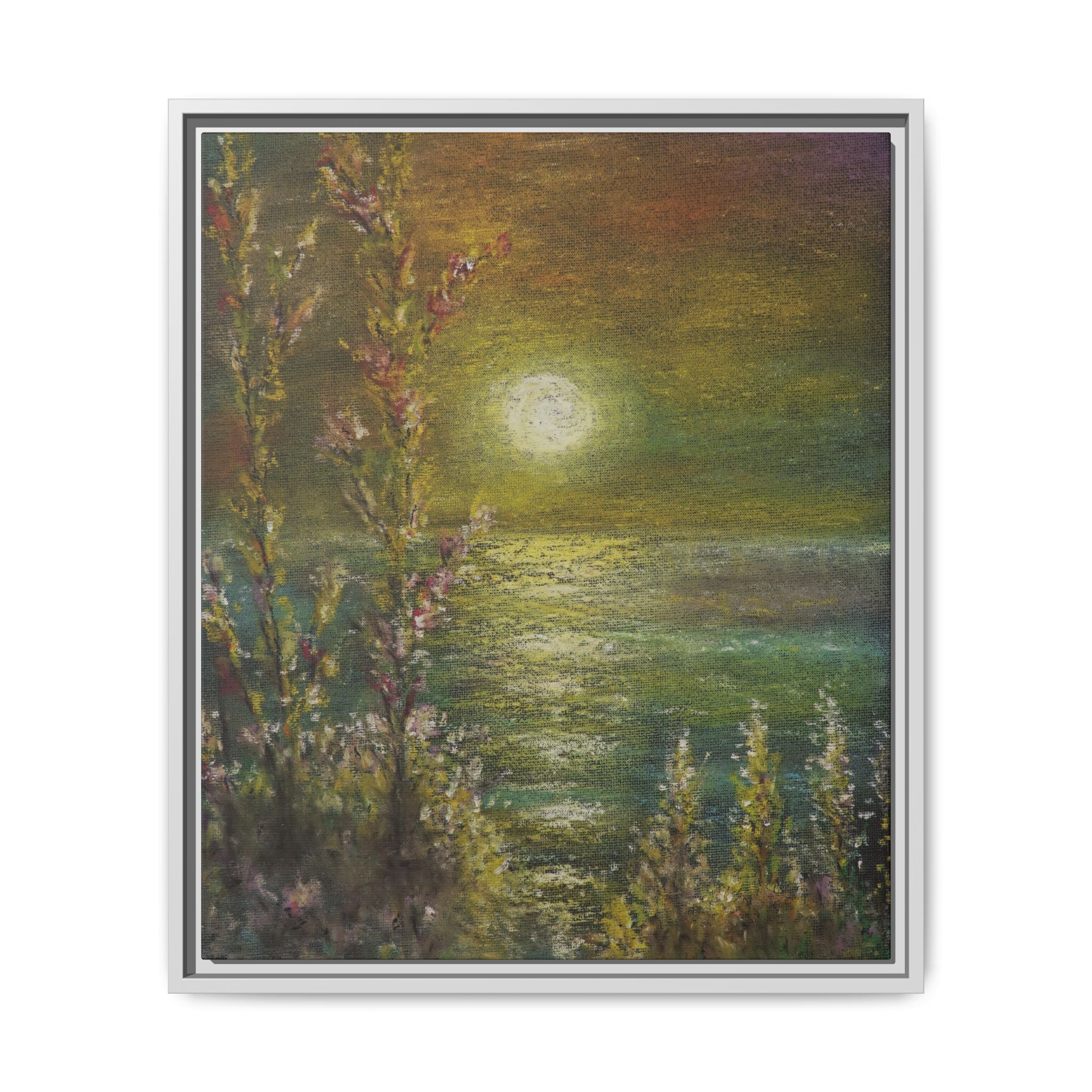 Framed Matte Canvas Print — Tranquil Moonlit Seascape