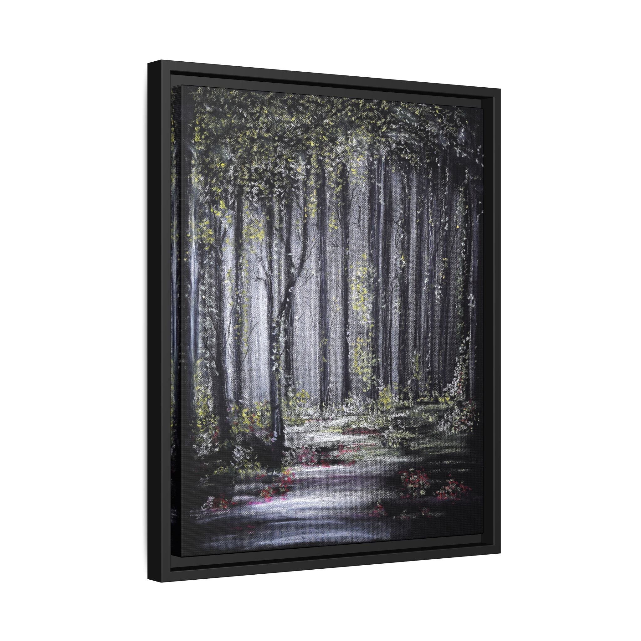 Framed Forest Path Matte Canvas Print — Serene Woodland Wall Art
