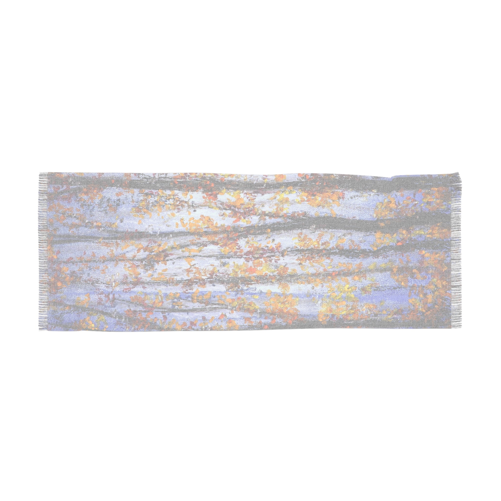 Autumn Birch Light Scarf – Soft Fall Leaves Print Fashion Wrap