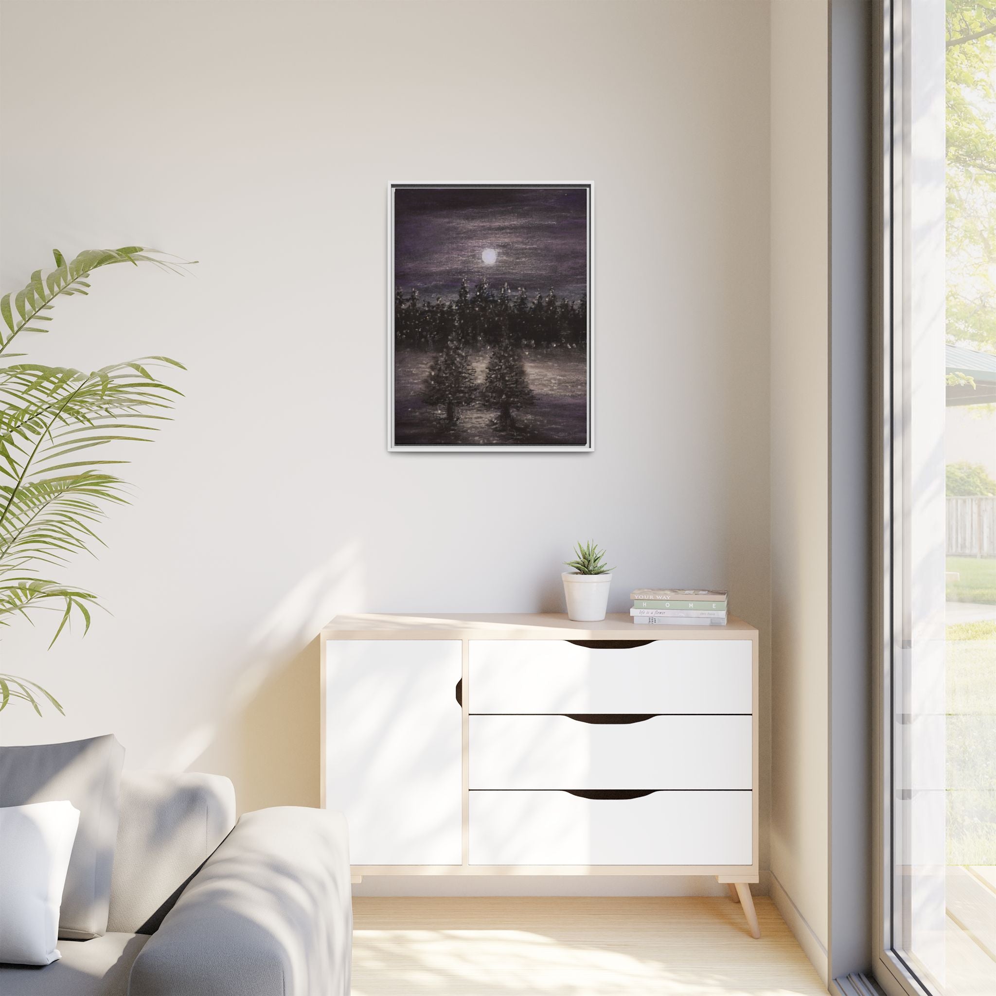 Moonlit Forest Matte Canvas Print — Framed Wall Art
