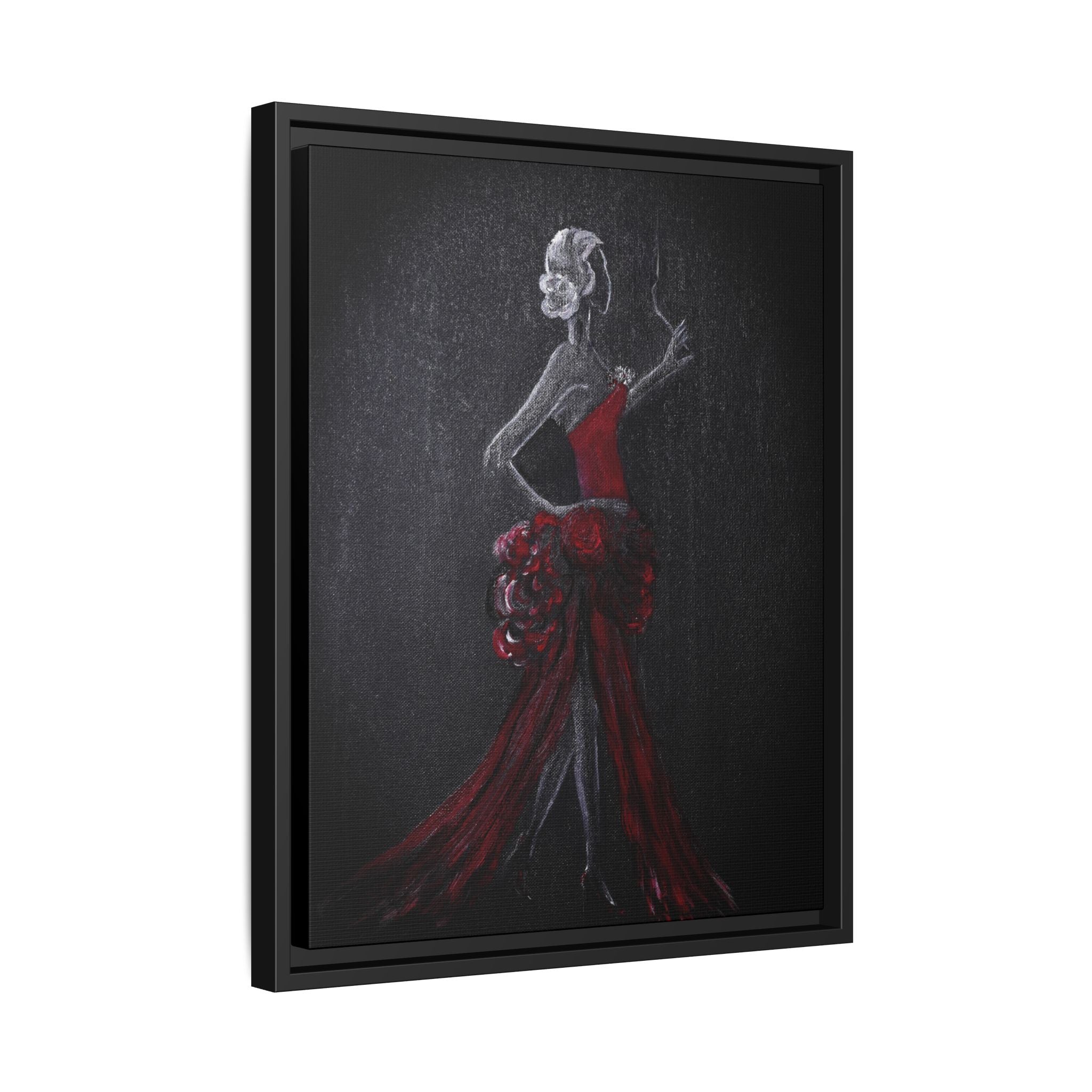 Framed Matte Canvas - Red Flamenco Dancer Art Print