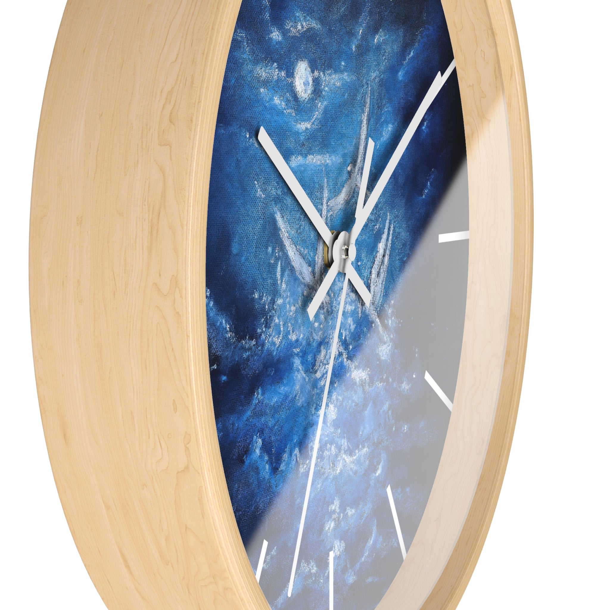 Blue Ocean Birds Wall Clock – Moonlit Sea White Birds Art