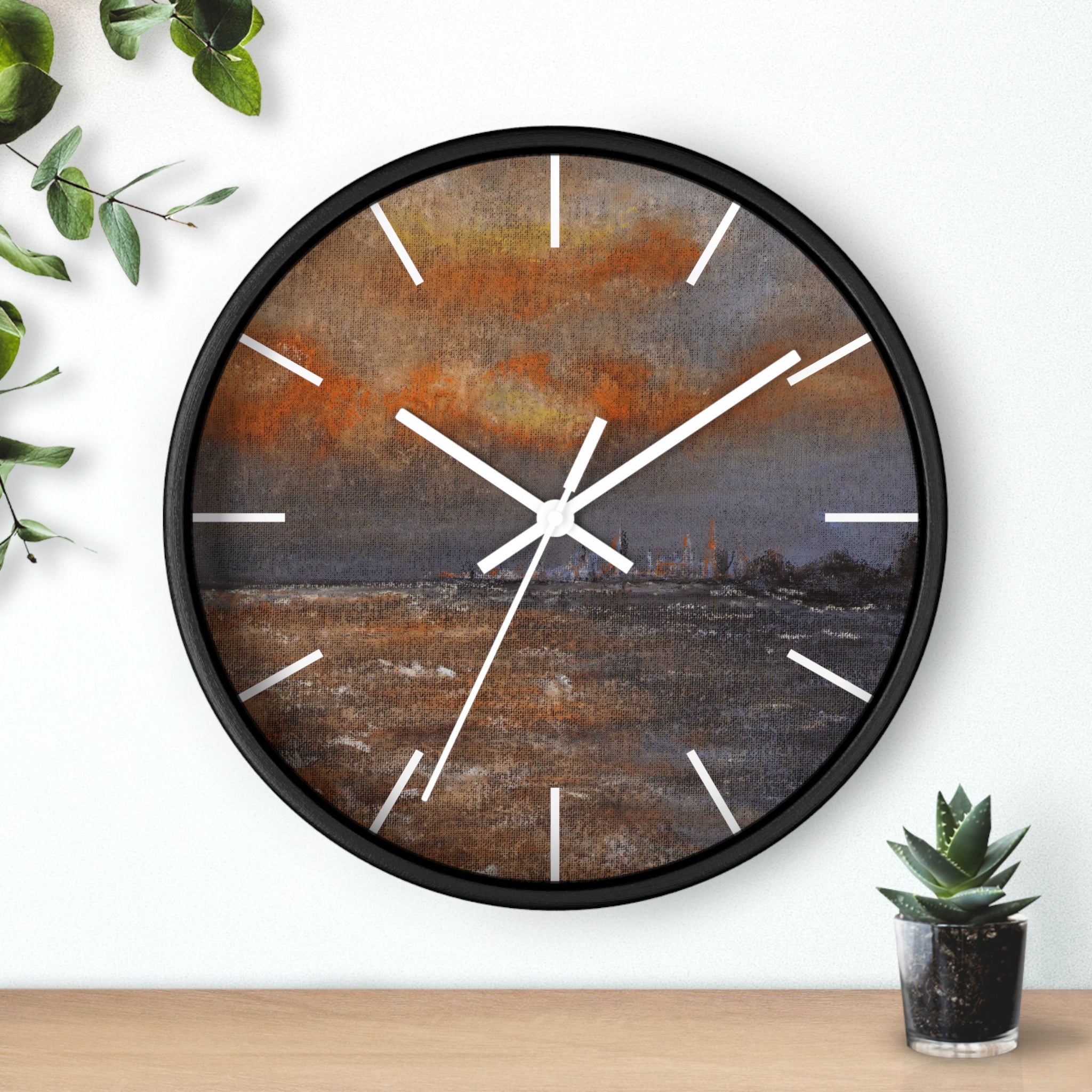 Coastal Sunset Wall Clock — Moody Seascape Timepiece