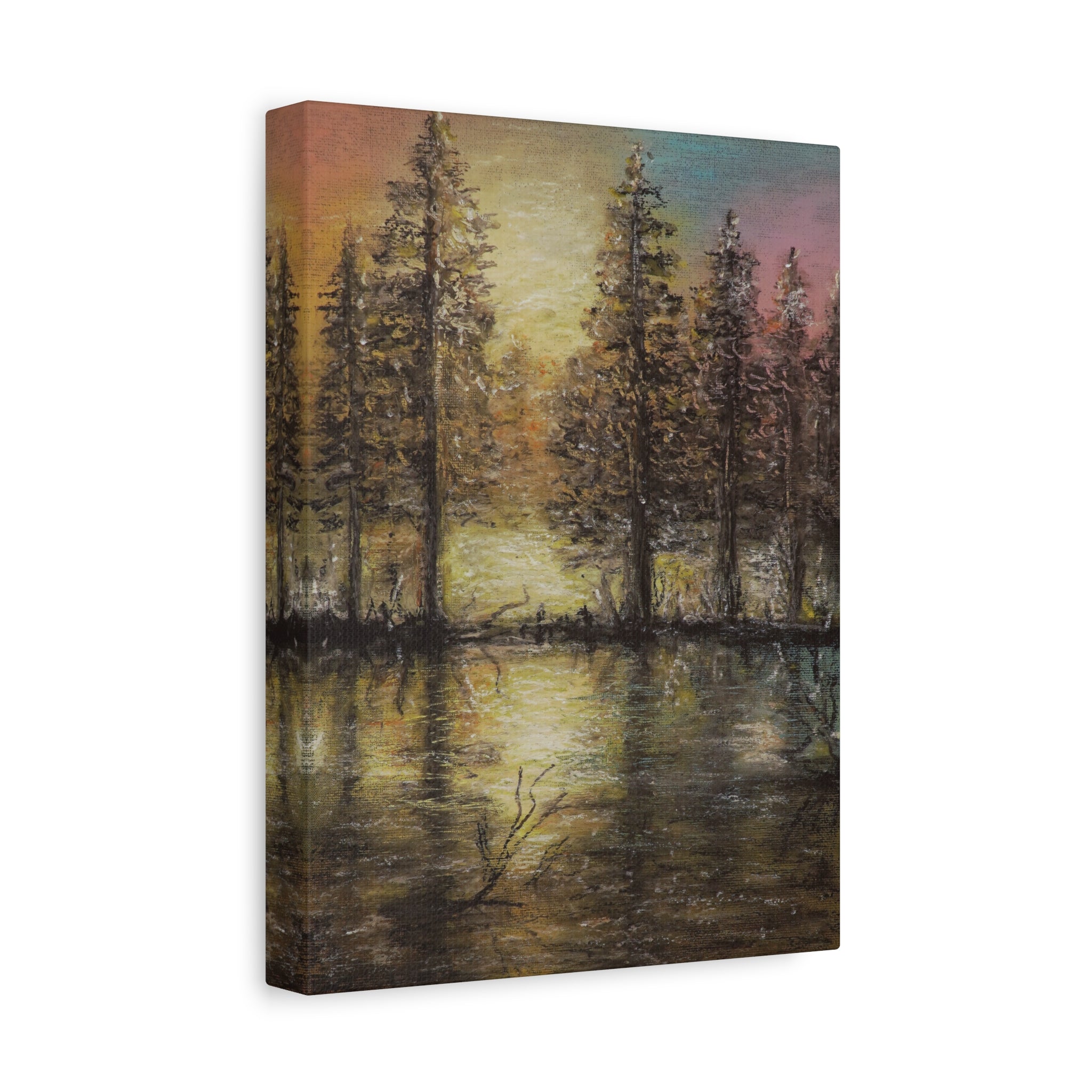 Sunset Forest Reflection Canvas Print