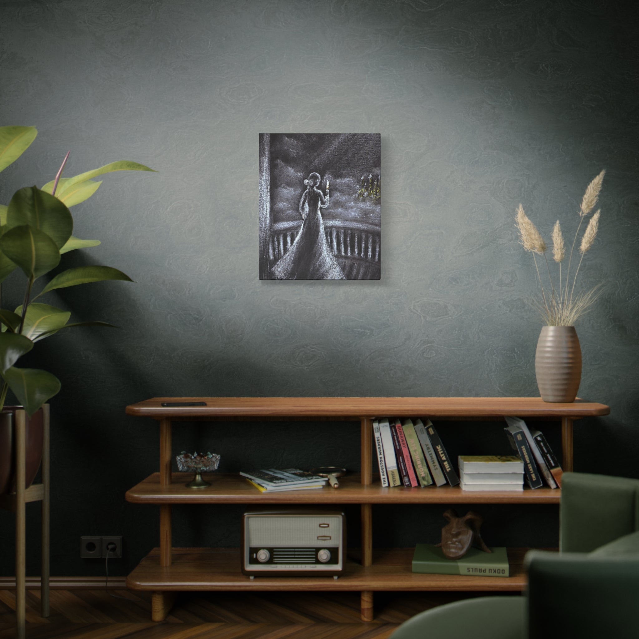 Matte Canvas: Gothic Woman with Candle Stretched Art Print