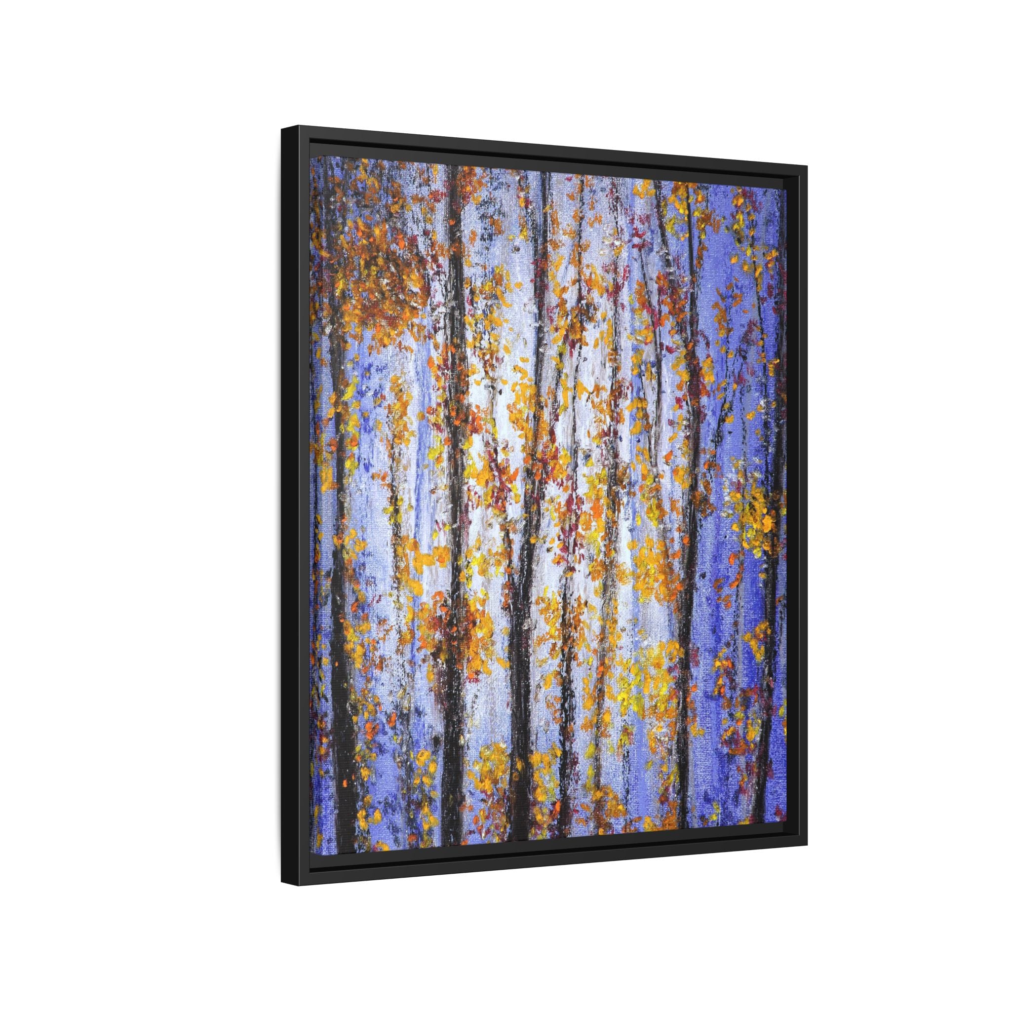 Framed Matte Canvas Art – Autumn Aspen Trees Wall Print