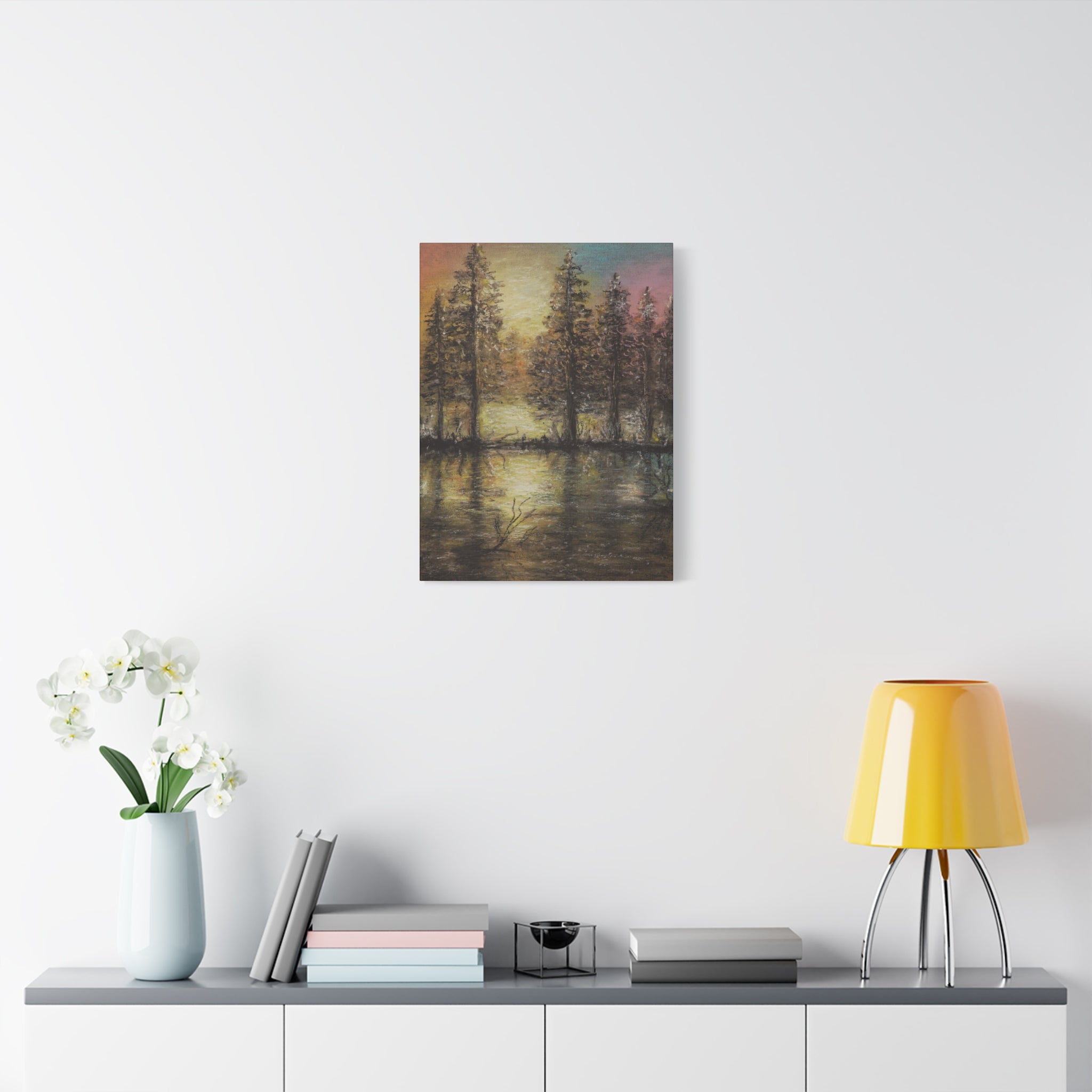 Sunset Forest Reflection Canvas Print