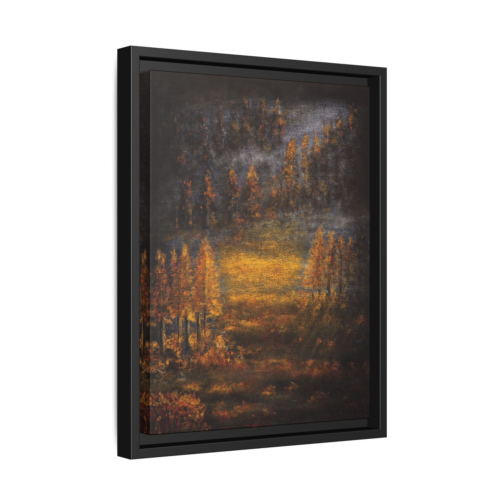 Autumn Glow Landscape - Framed Matte Canvas Wall Art