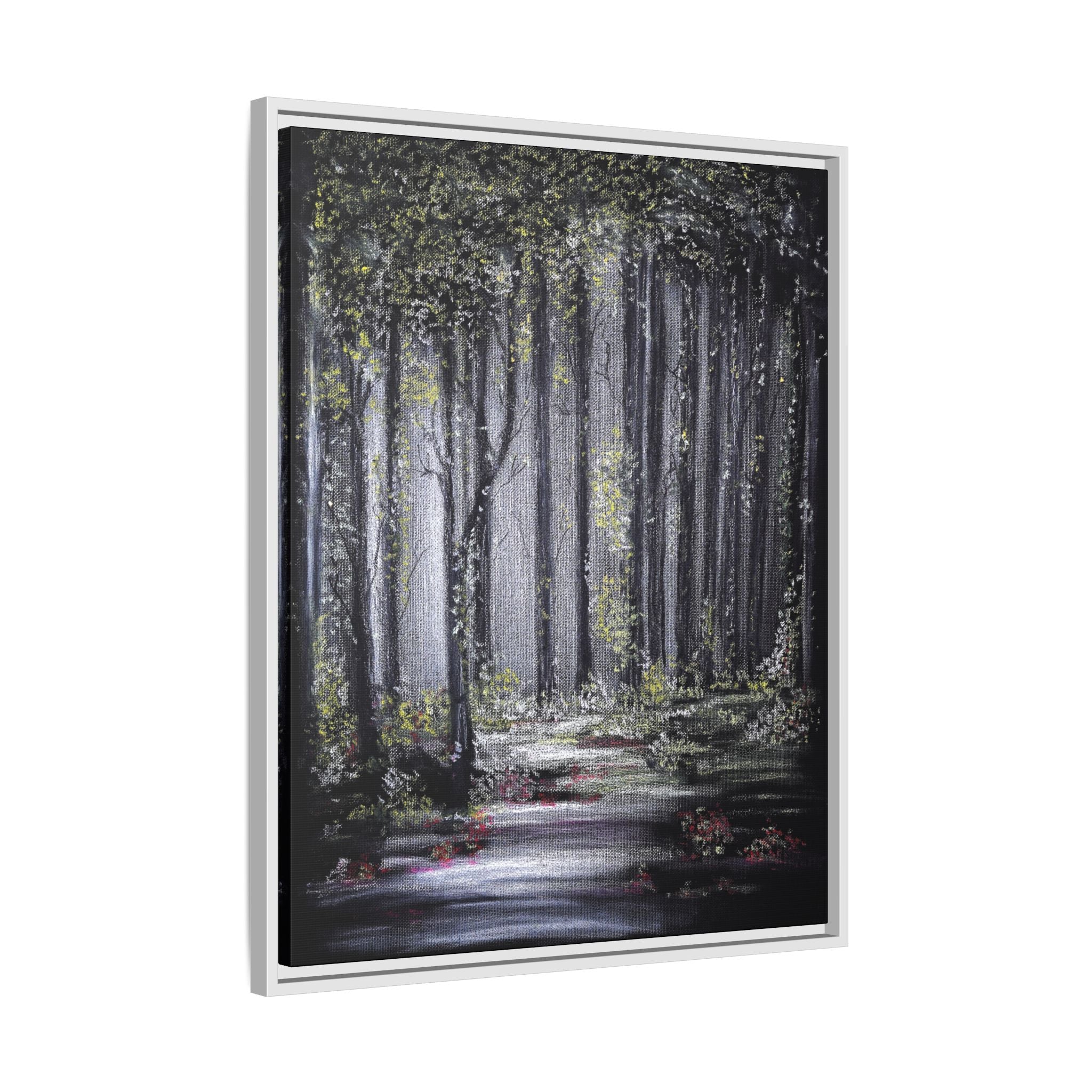 Framed Forest Path Matte Canvas Print — Serene Woodland Wall Art