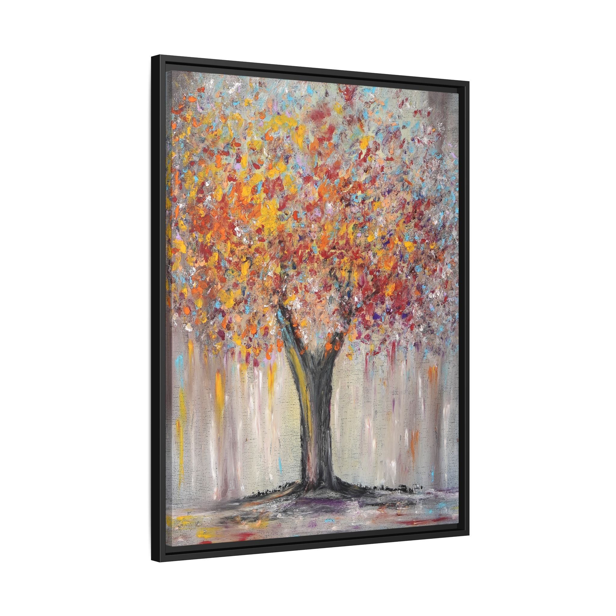 Framed Matte Canvas - Colorful Abstract Tree Wall Art
