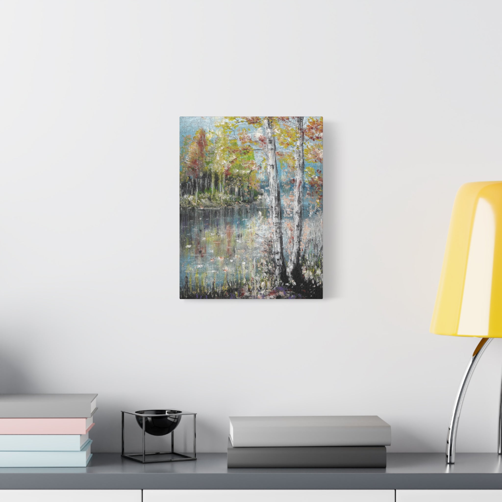 Trees by the Lake – Matte Stretched Canvas Wall Art