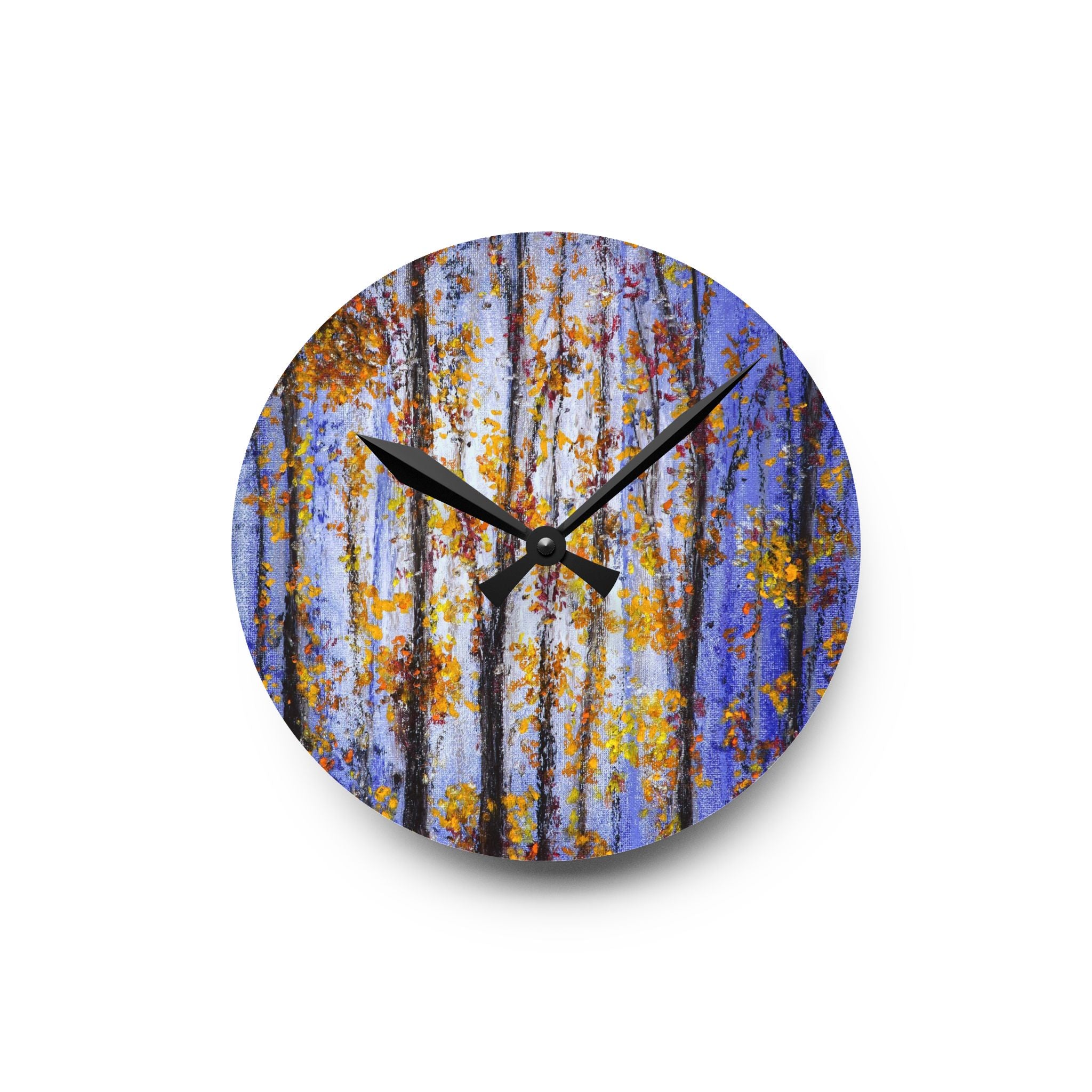 Acrylic Wall Clock — Autumn Aspen Forest Art Clock (Round)