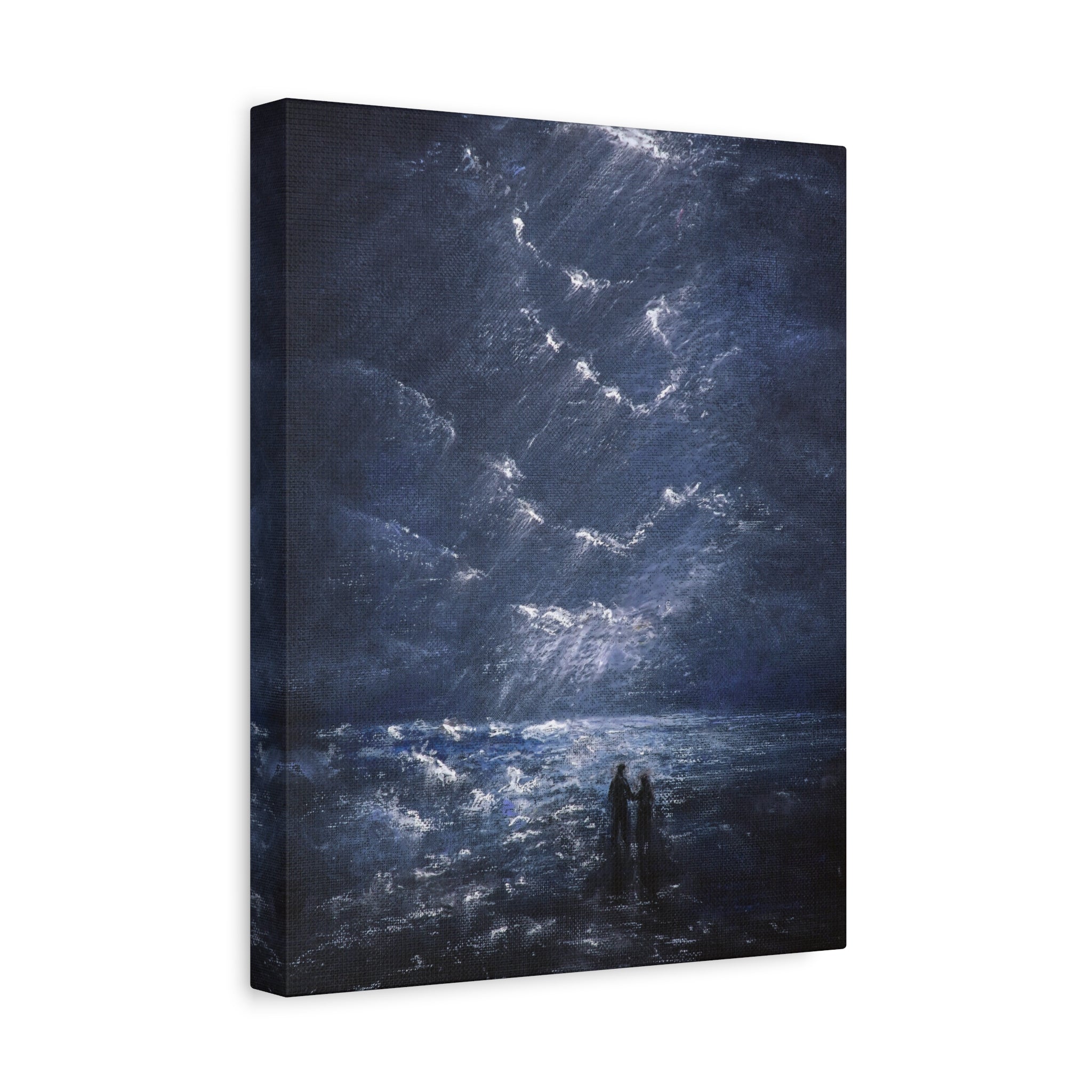 Couple on Shore at Night, Matte Stretched Wall Decor