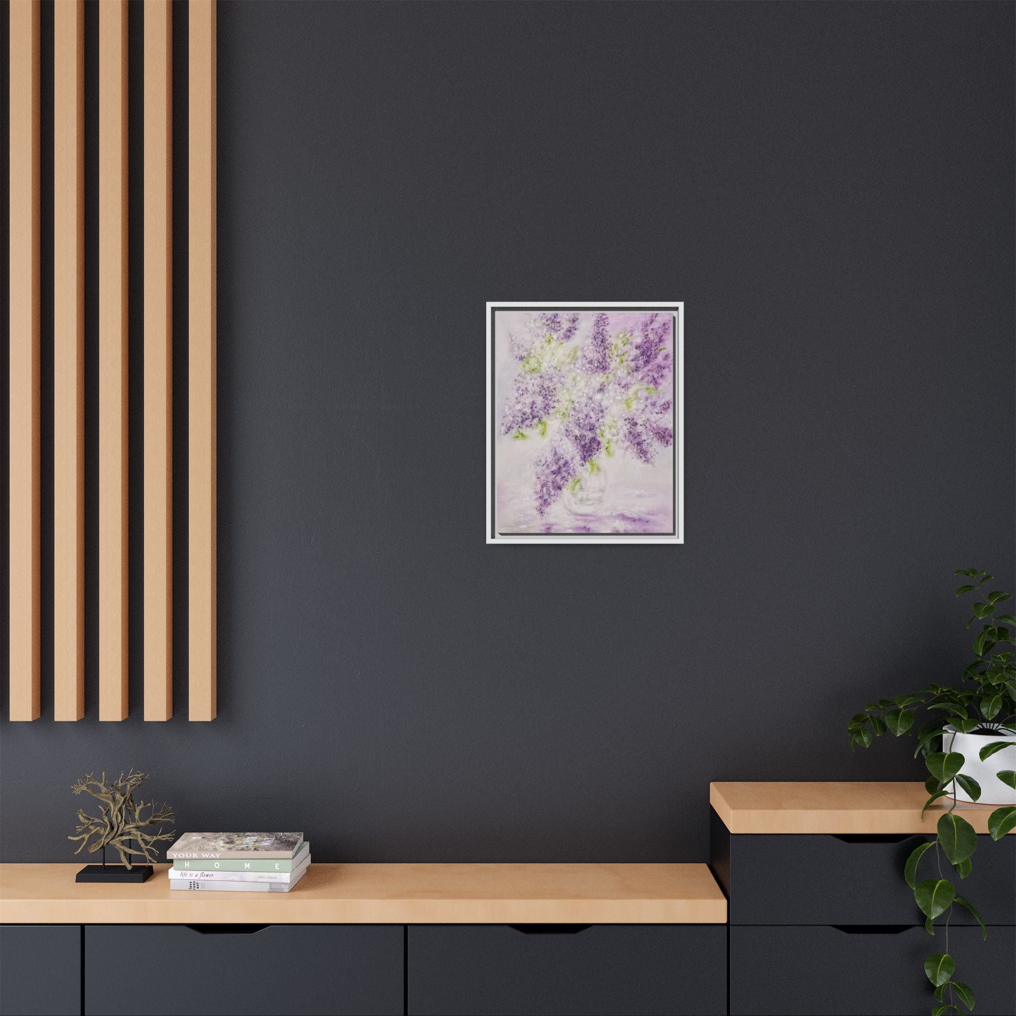 Framed Lilac Canvas Print — Matte Floral Wall Art