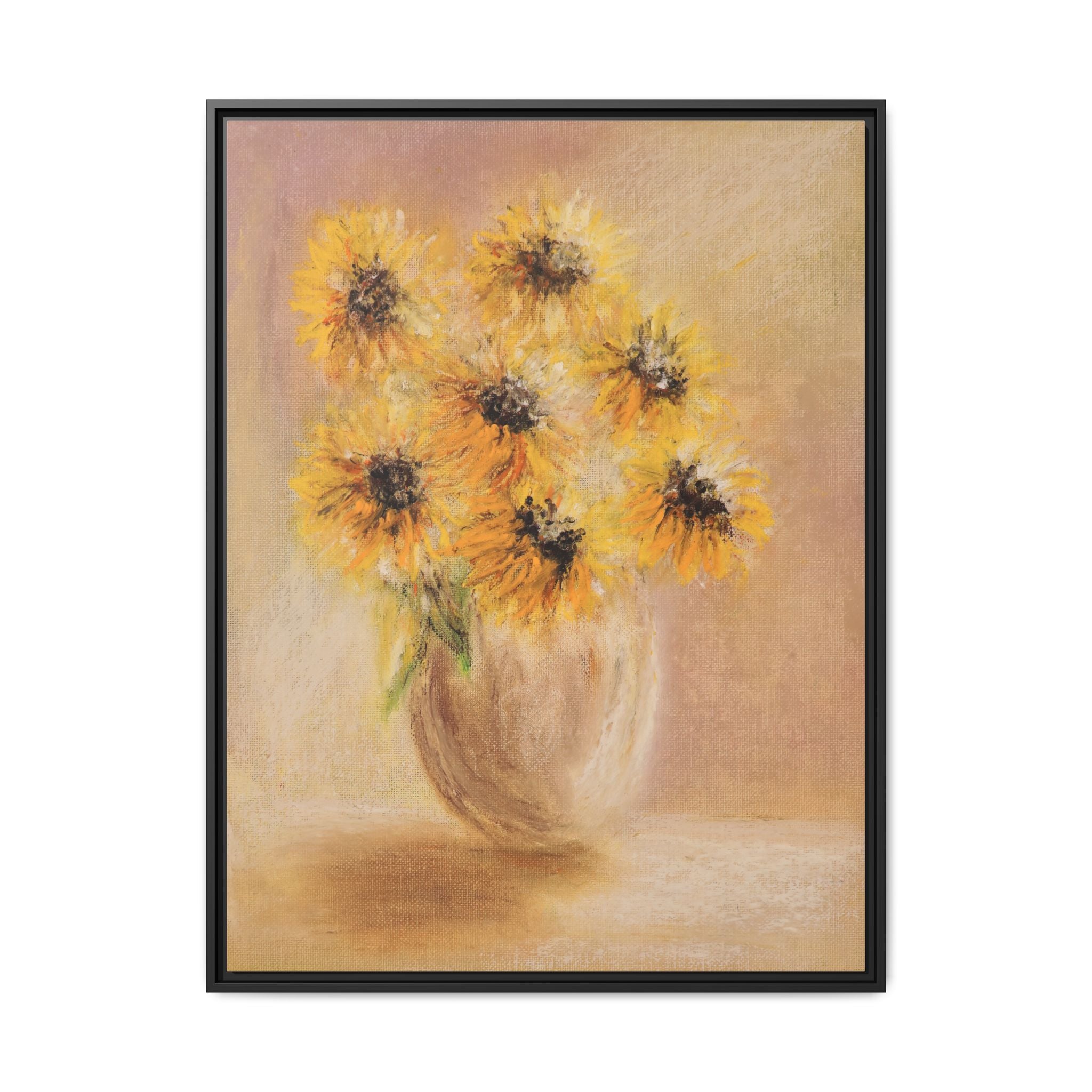 Framed Sunflower Vase — Matte Canvas Wall Art