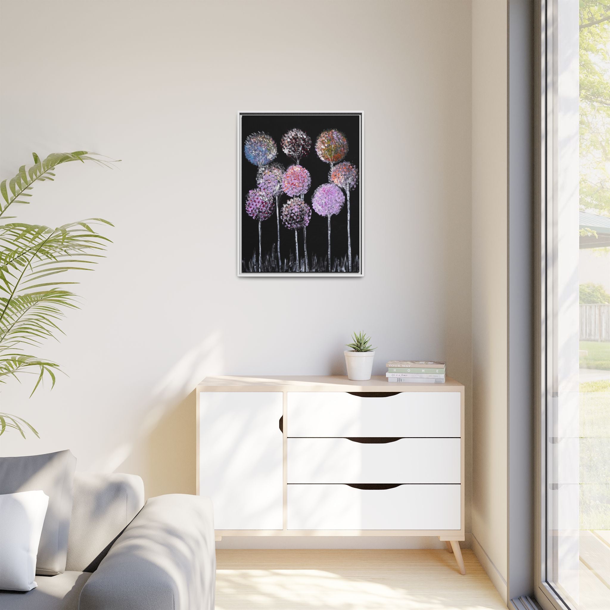 Framed Matte Canvas-Pastel Floral Art