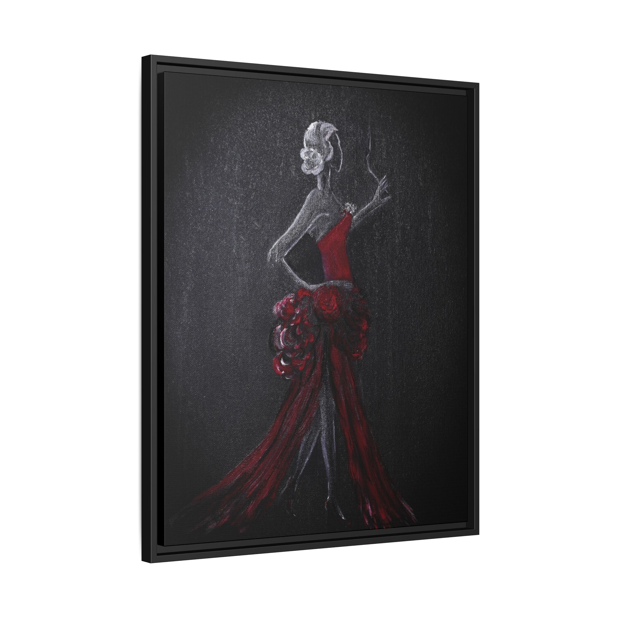 Framed Matte Canvas - Red Flamenco Dancer Art Print