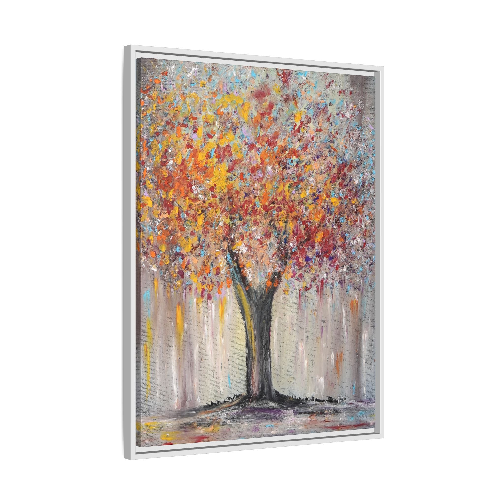 Framed Matte Canvas - Colorful Abstract Tree Wall Art