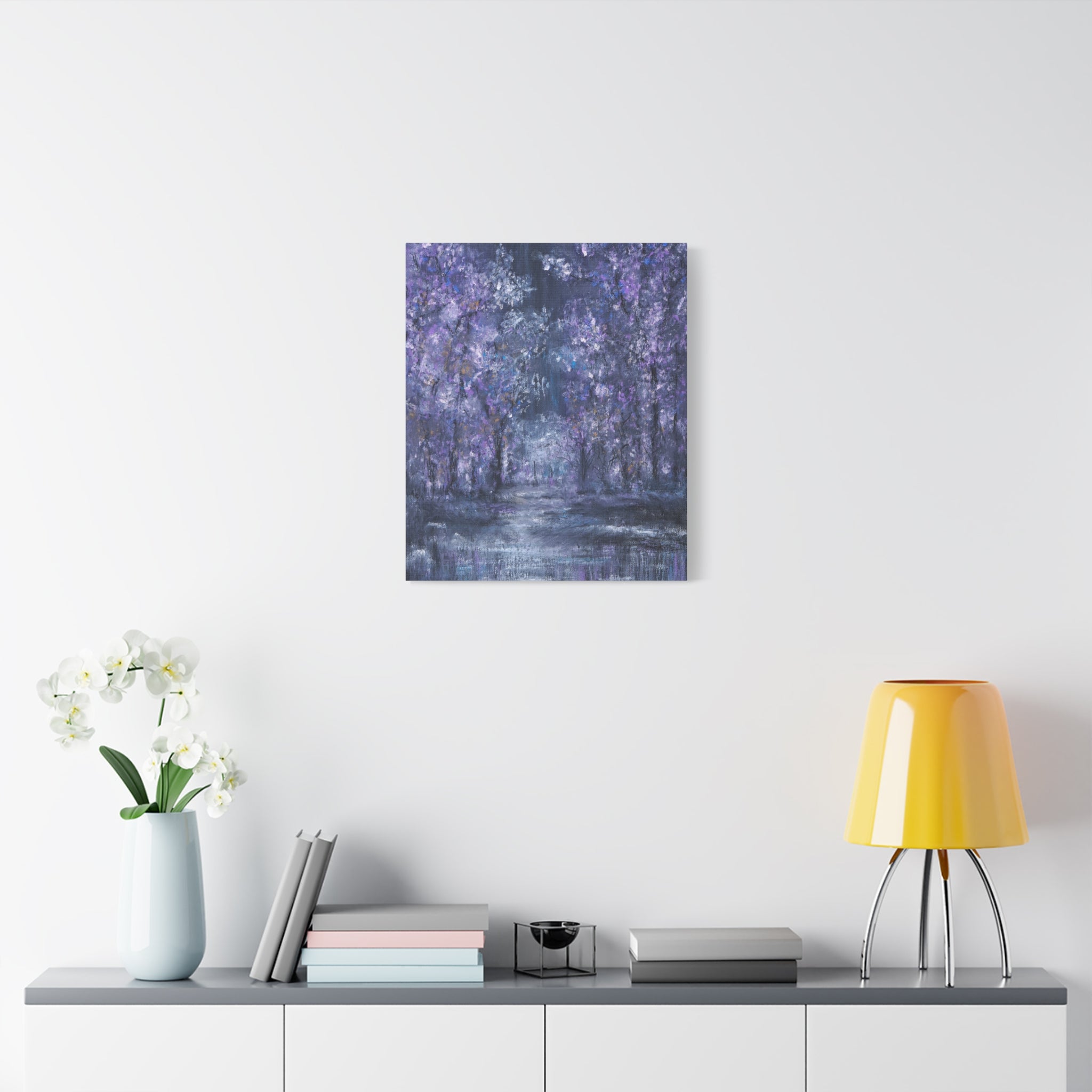 Purple Twilight Forest Matte Canvas Wall Art — Stretched 1.25"