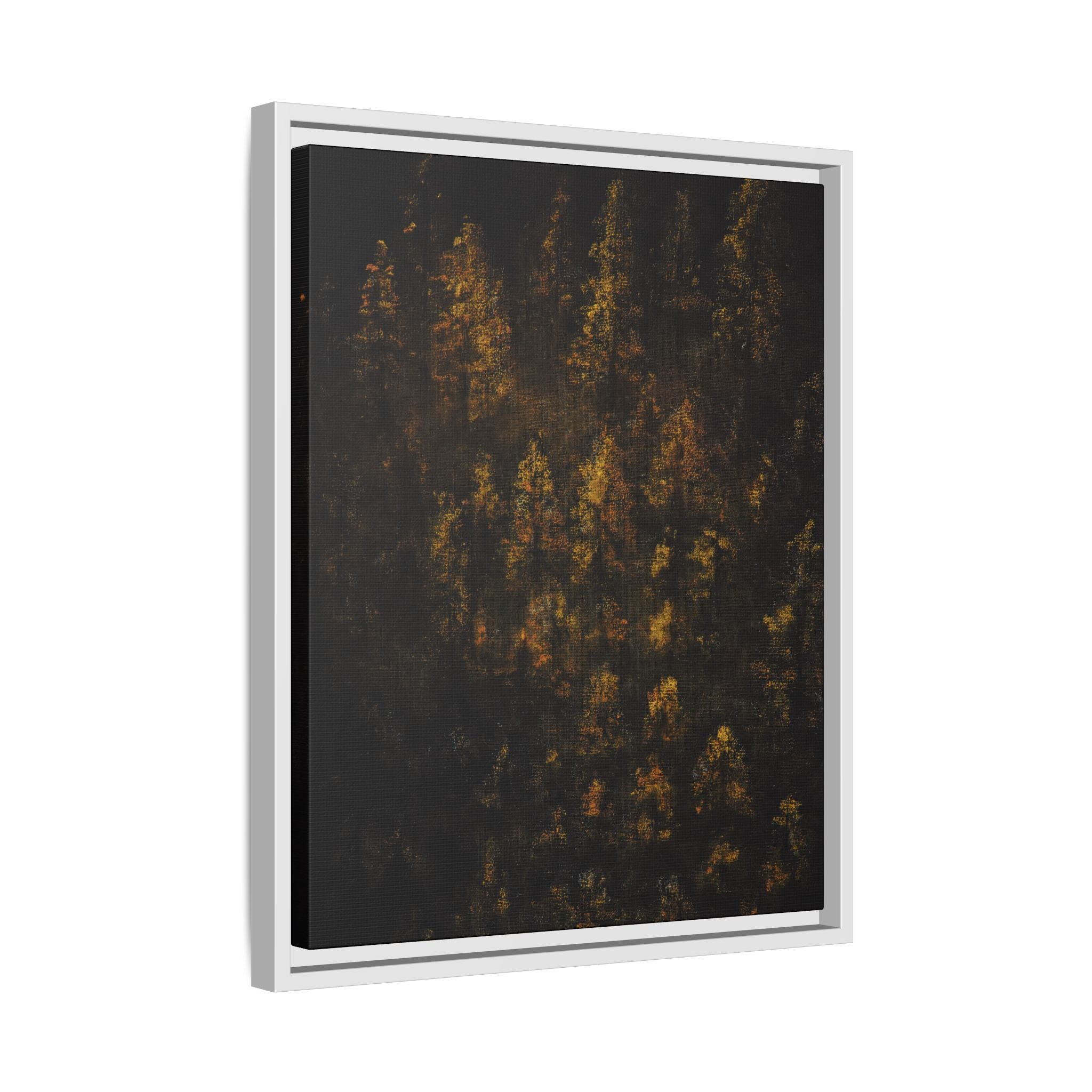 Framed Matte Canvas Forest Print — Golden Autumn Trees Wall Art