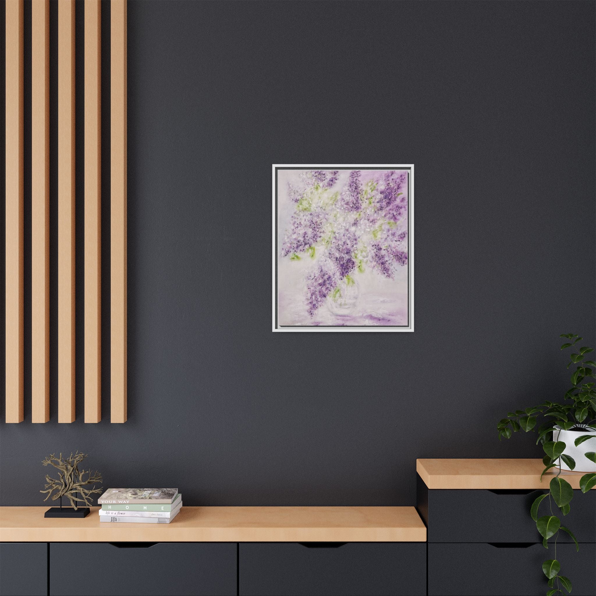 Framed Lilac Canvas Print — Matte Floral Wall Art