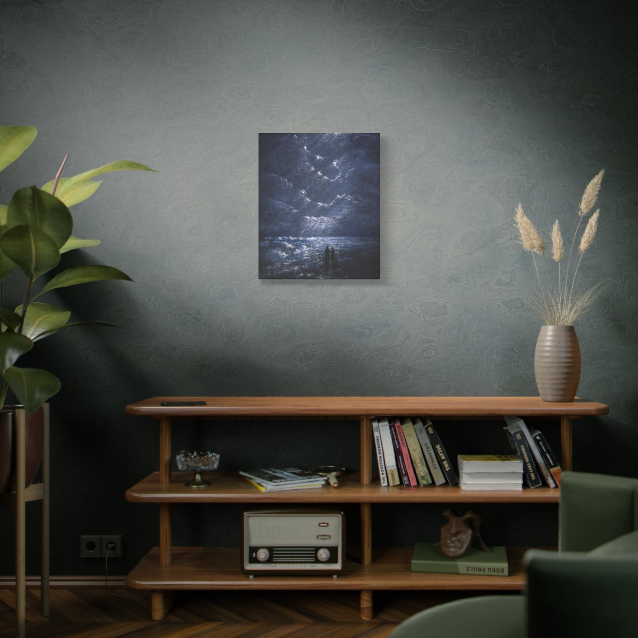 Couple on Shore at Night, Matte Stretched Wall Decor