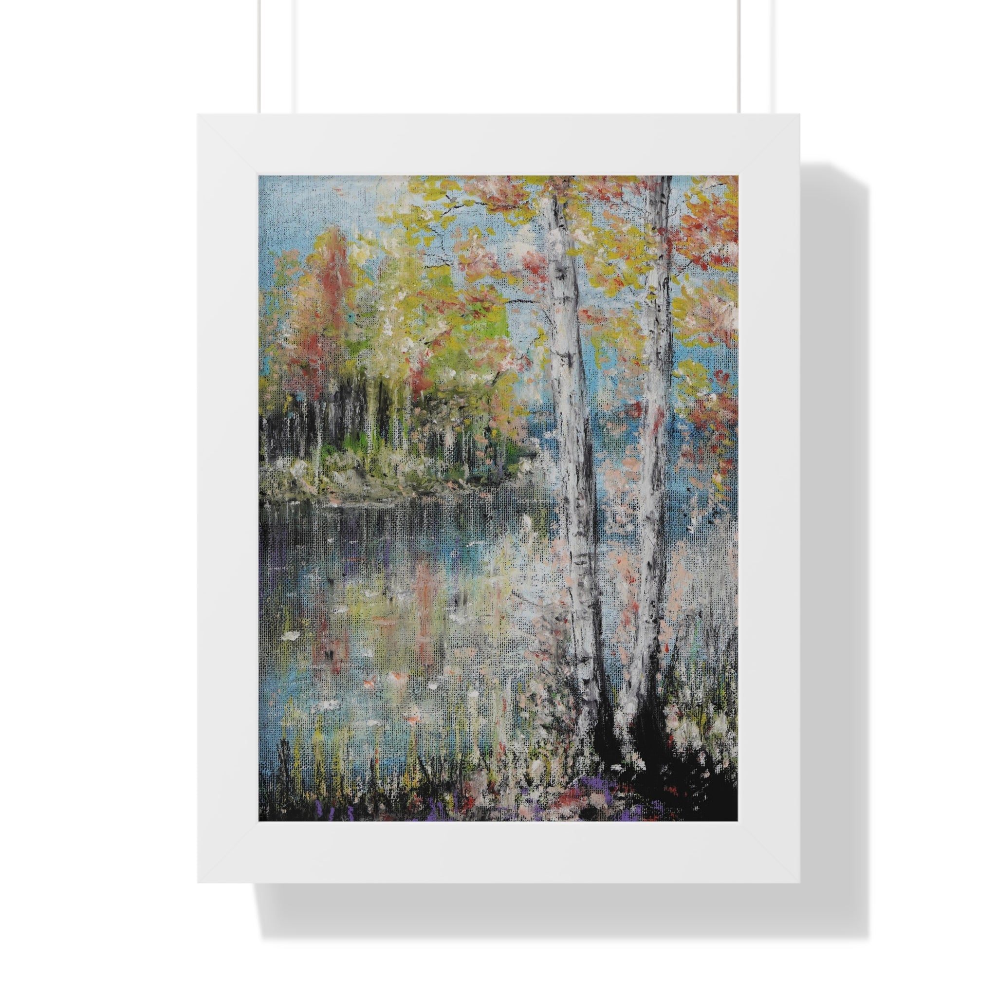 Framed Poster —Trees by the Lake Landscape Art Print