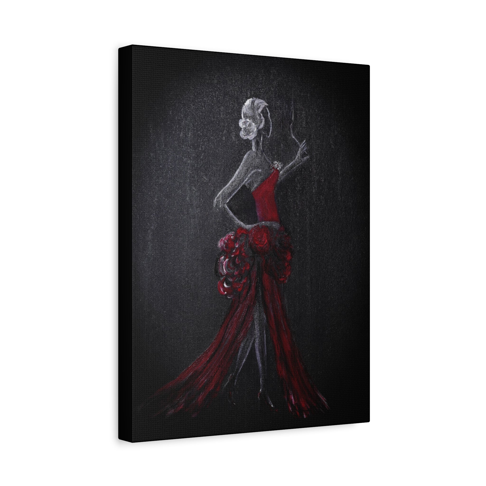 Flamenco Dancer Red Dress Canvas Art — Matte Stretched Wall Painting
