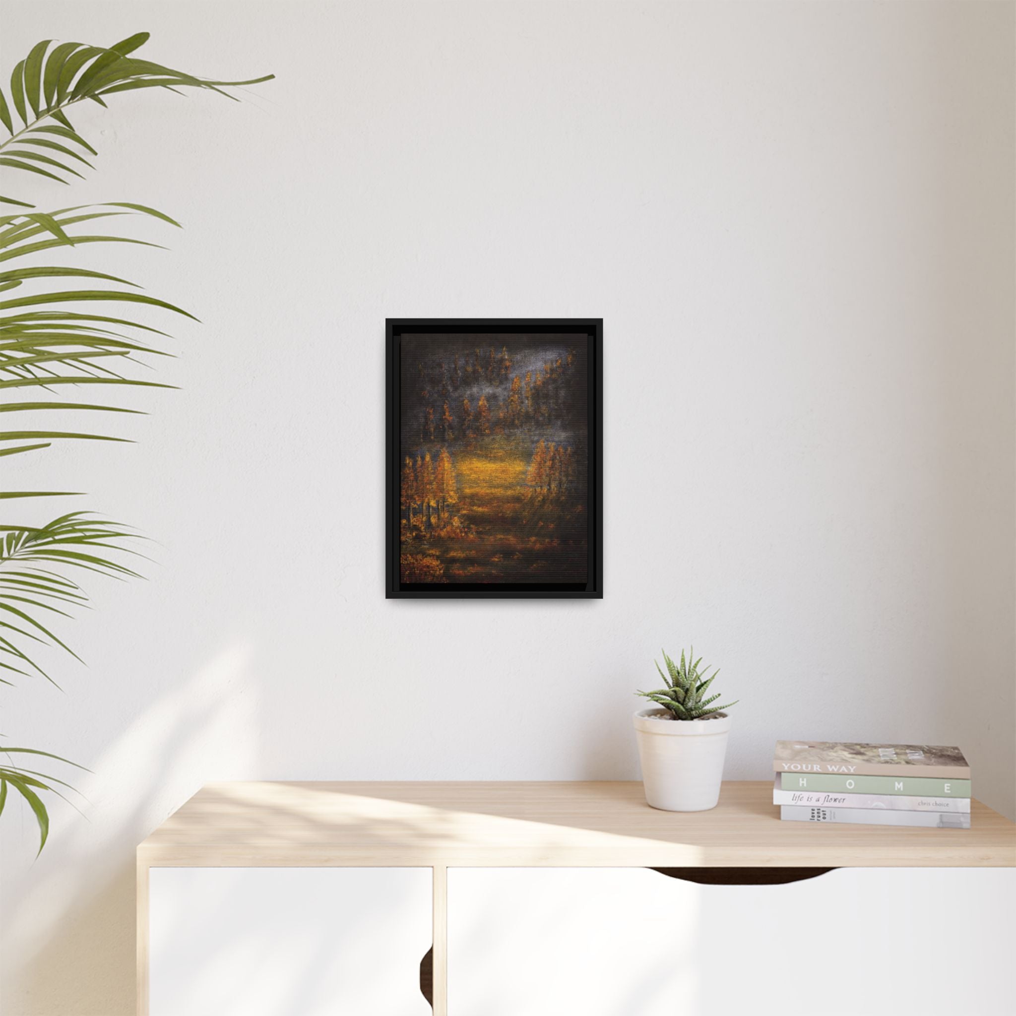 Autumn Glow Landscape - Framed Matte Canvas Wall Art