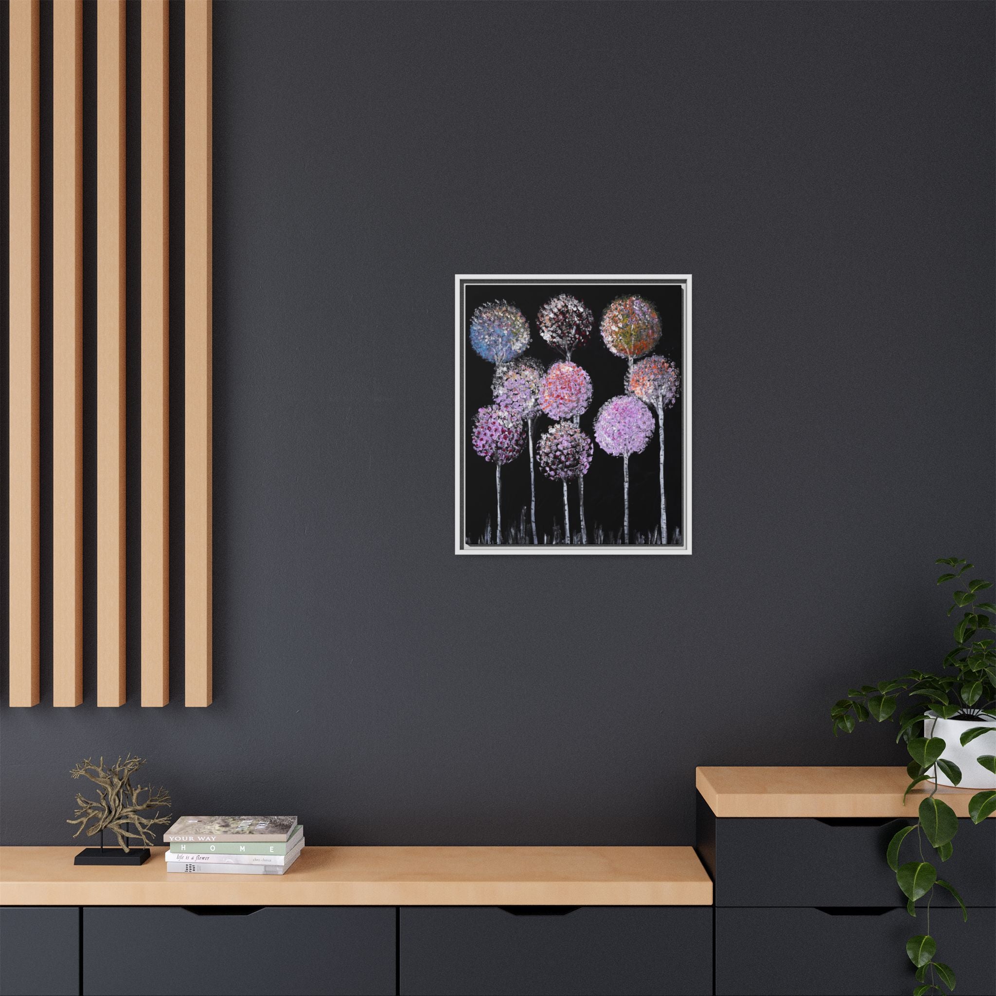 Framed Matte Canvas-Pastel Floral Art