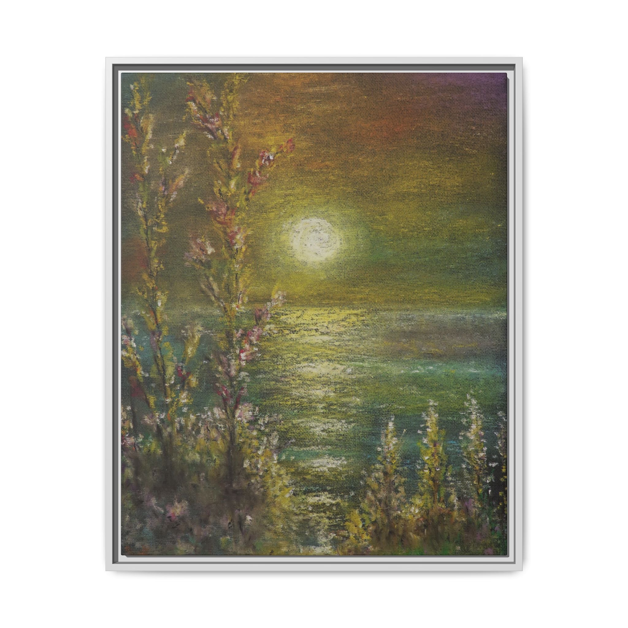 Framed Matte Canvas Print — Tranquil Moonlit Seascape