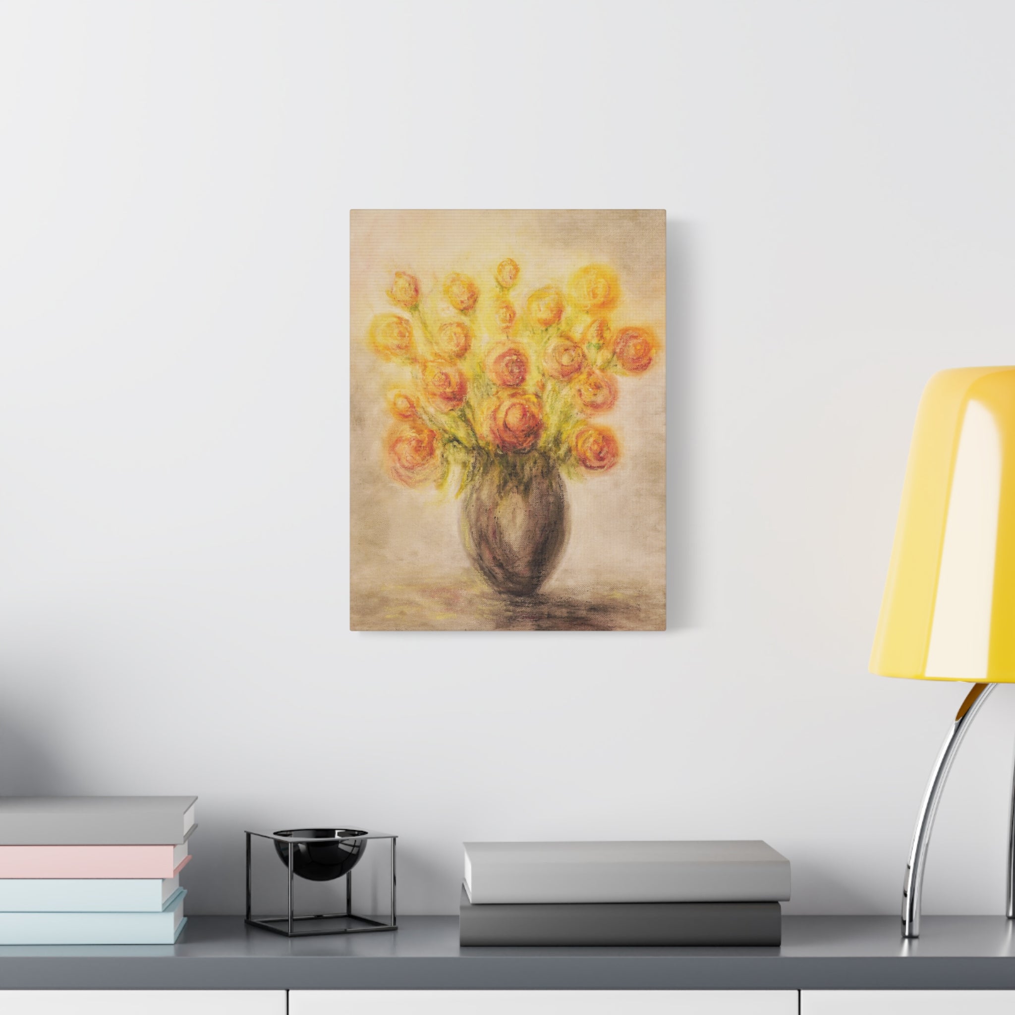 Matte Canvas Print - Golden Rose Bouquet Wall Art (Stretched 1.25")
