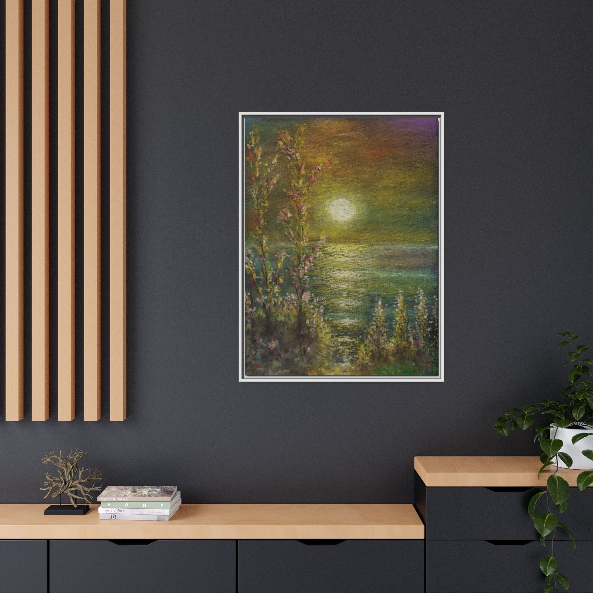 Framed Matte Canvas Print — Tranquil Moonlit Seascape