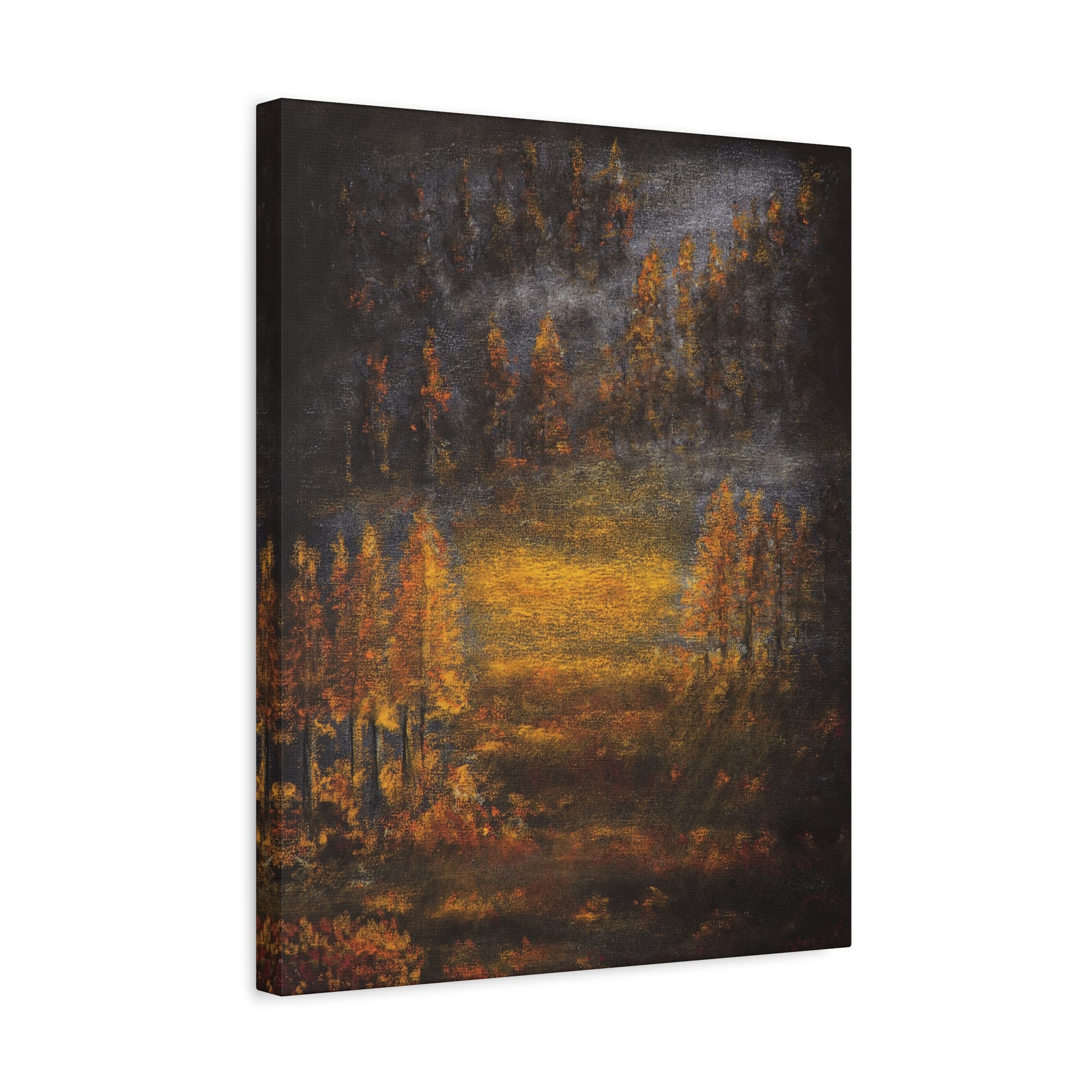 Autumn Mist Canvas Wall Art — Golden Forest Landscape, Matte Stretched Print