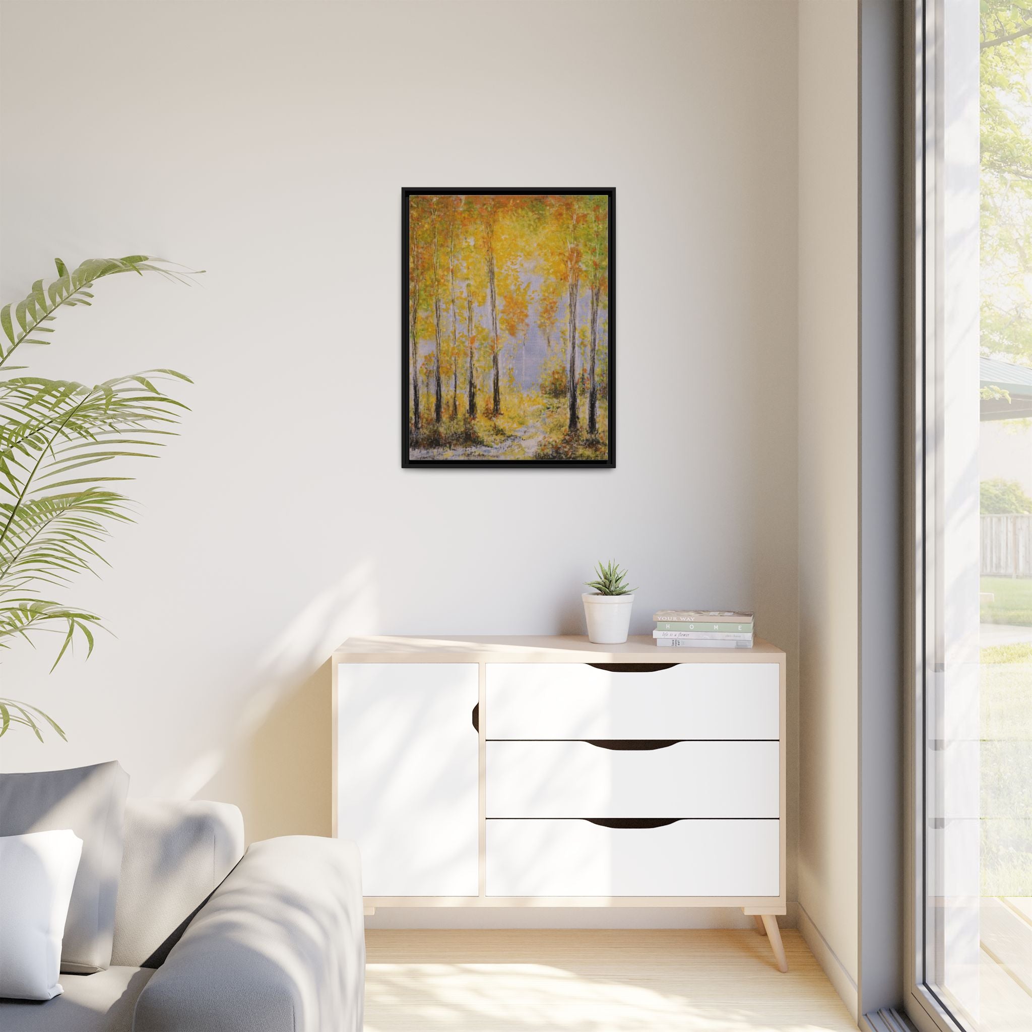 Autumn Birch Forest - Canvas Framed Wall Art