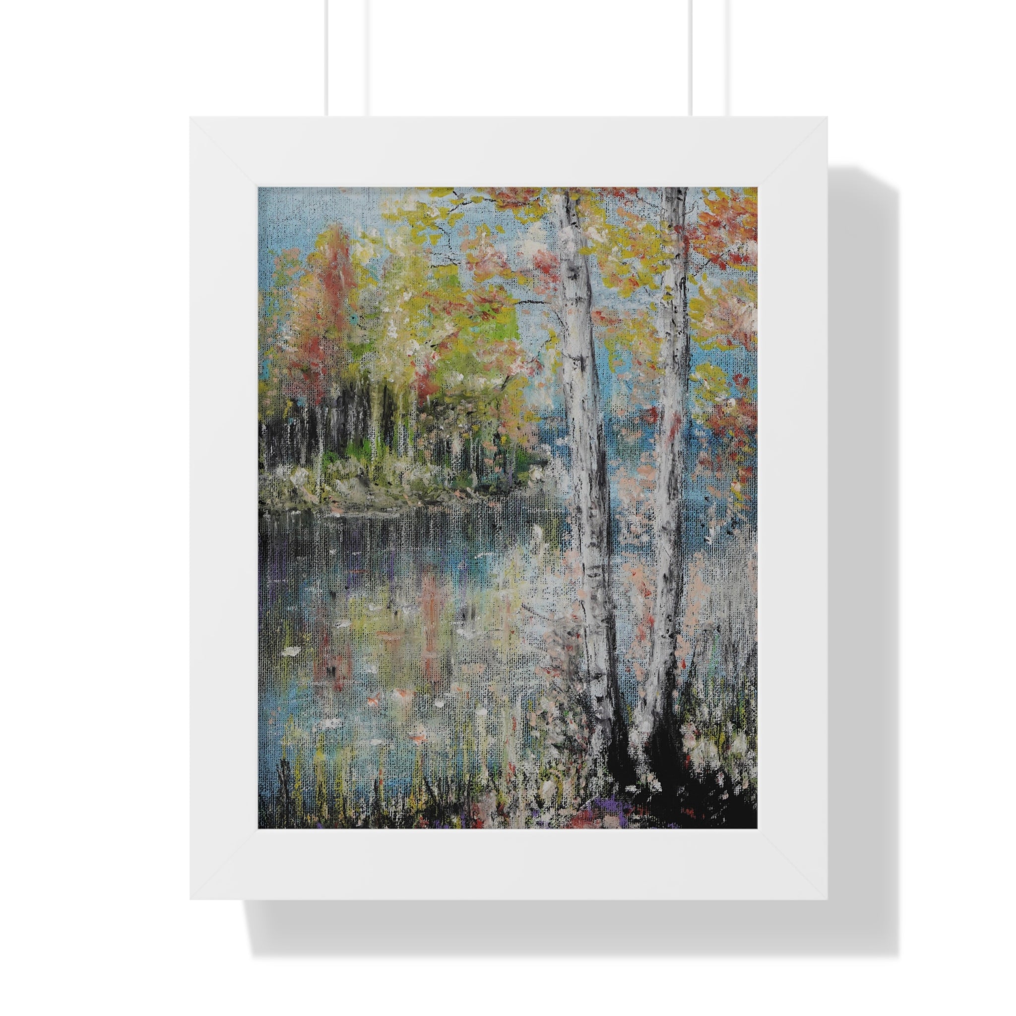 Framed Poster —Trees by the Lake Landscape Art Print