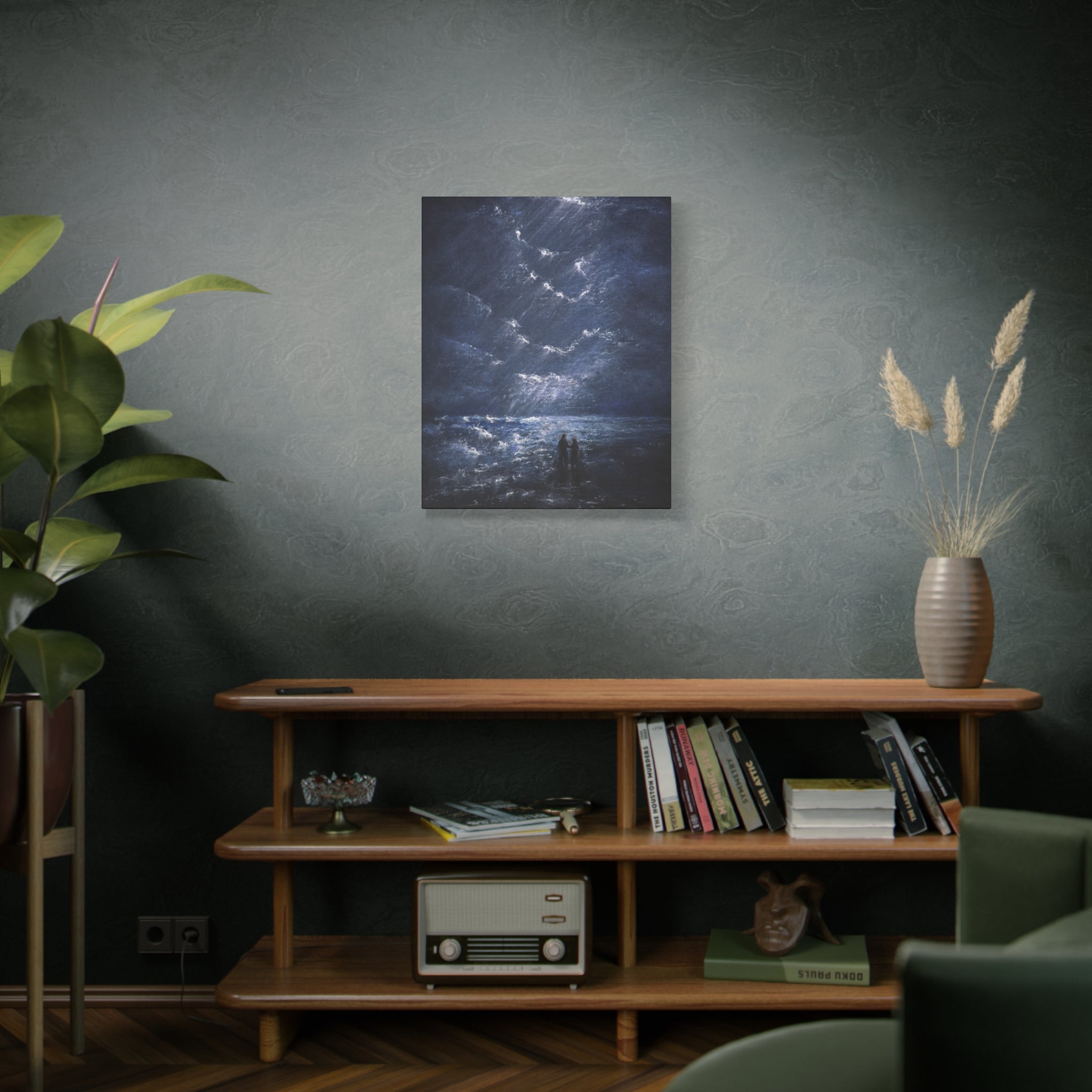 Couple on Shore at Night, Matte Stretched Wall Decor