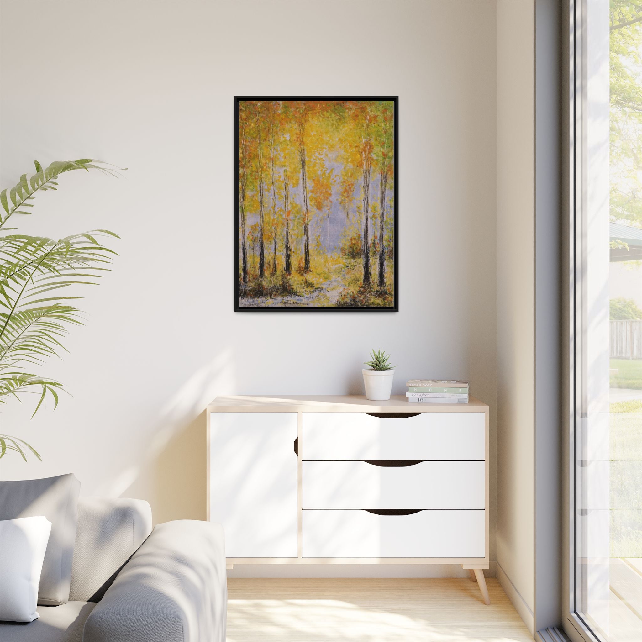 Autumn Birch Forest - Canvas Framed Wall Art