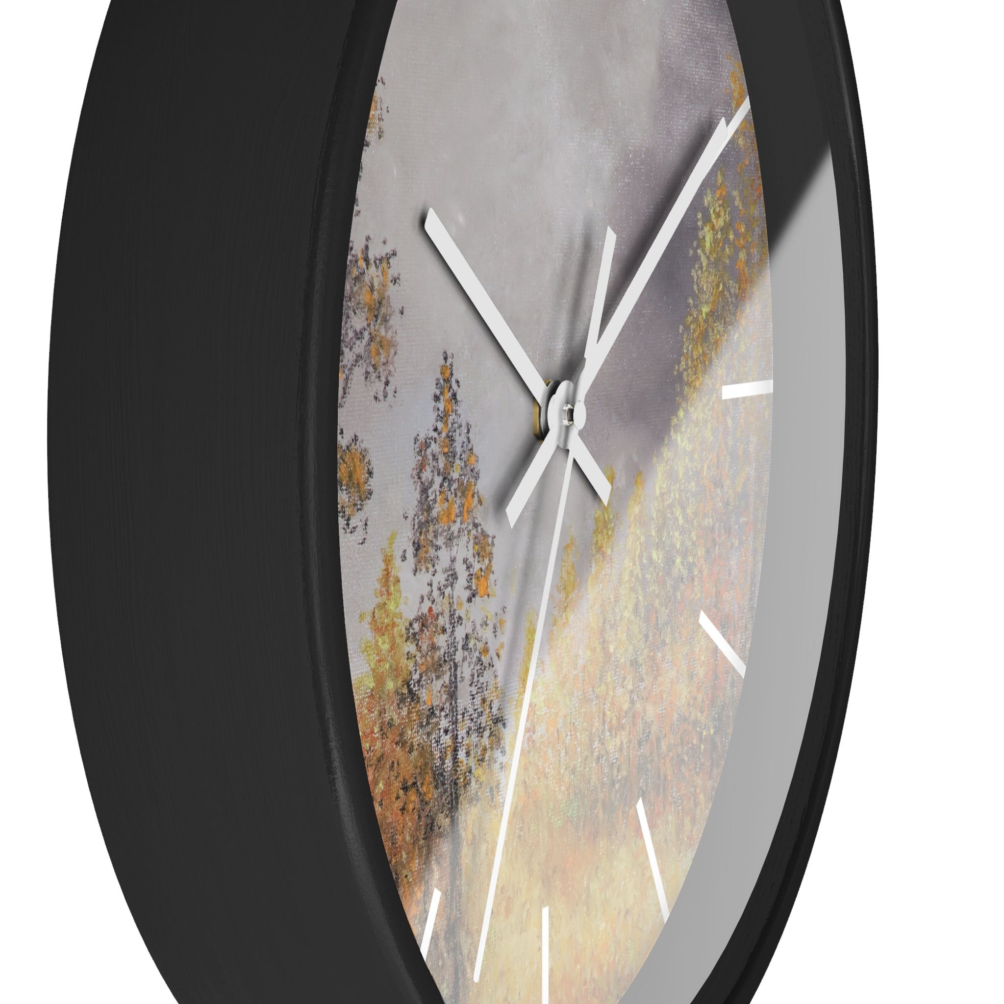 Autumn Meadow Wall Clock — Rustic Fall Landscape Home Decor