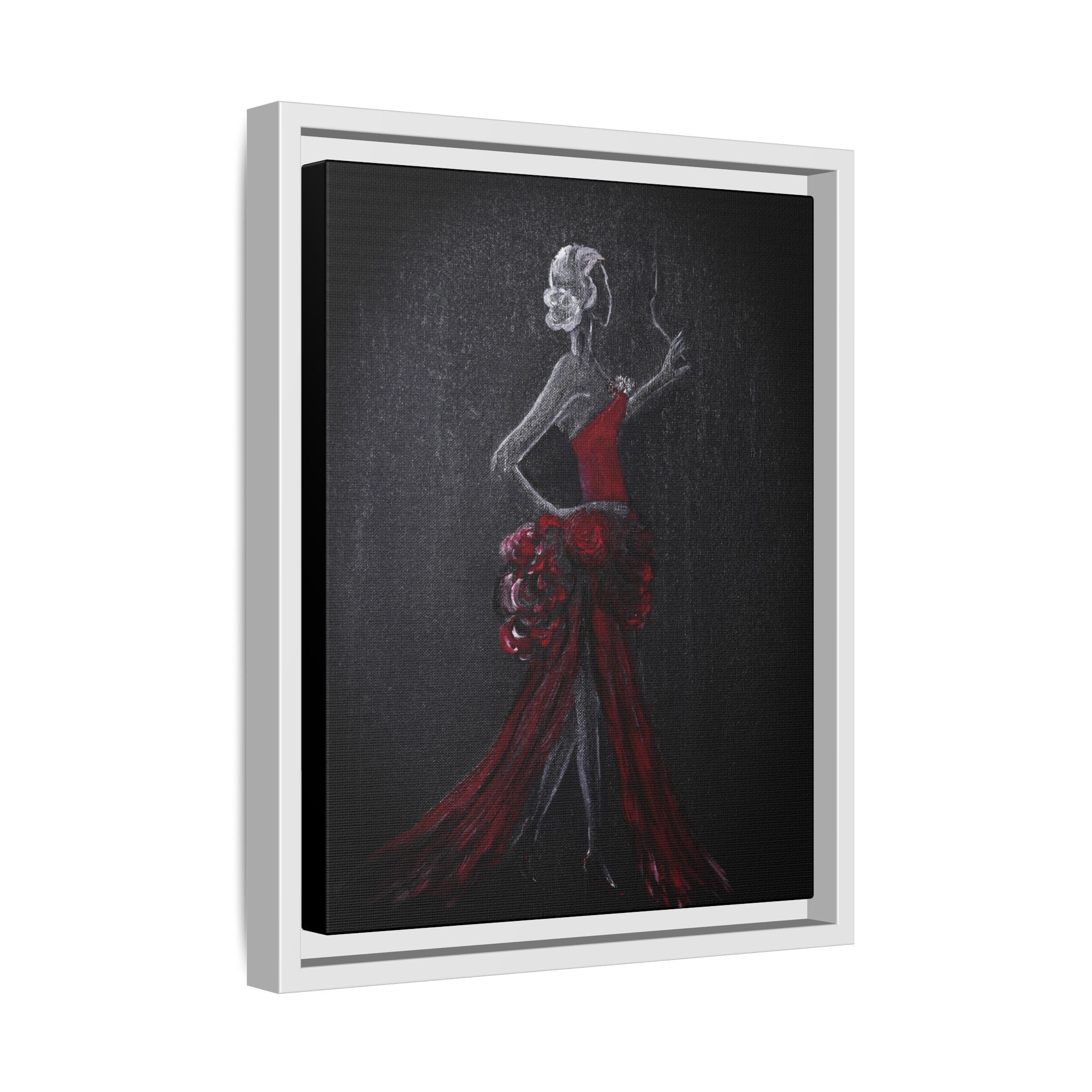 Framed Matte Canvas - Red Flamenco Dancer Art Print
