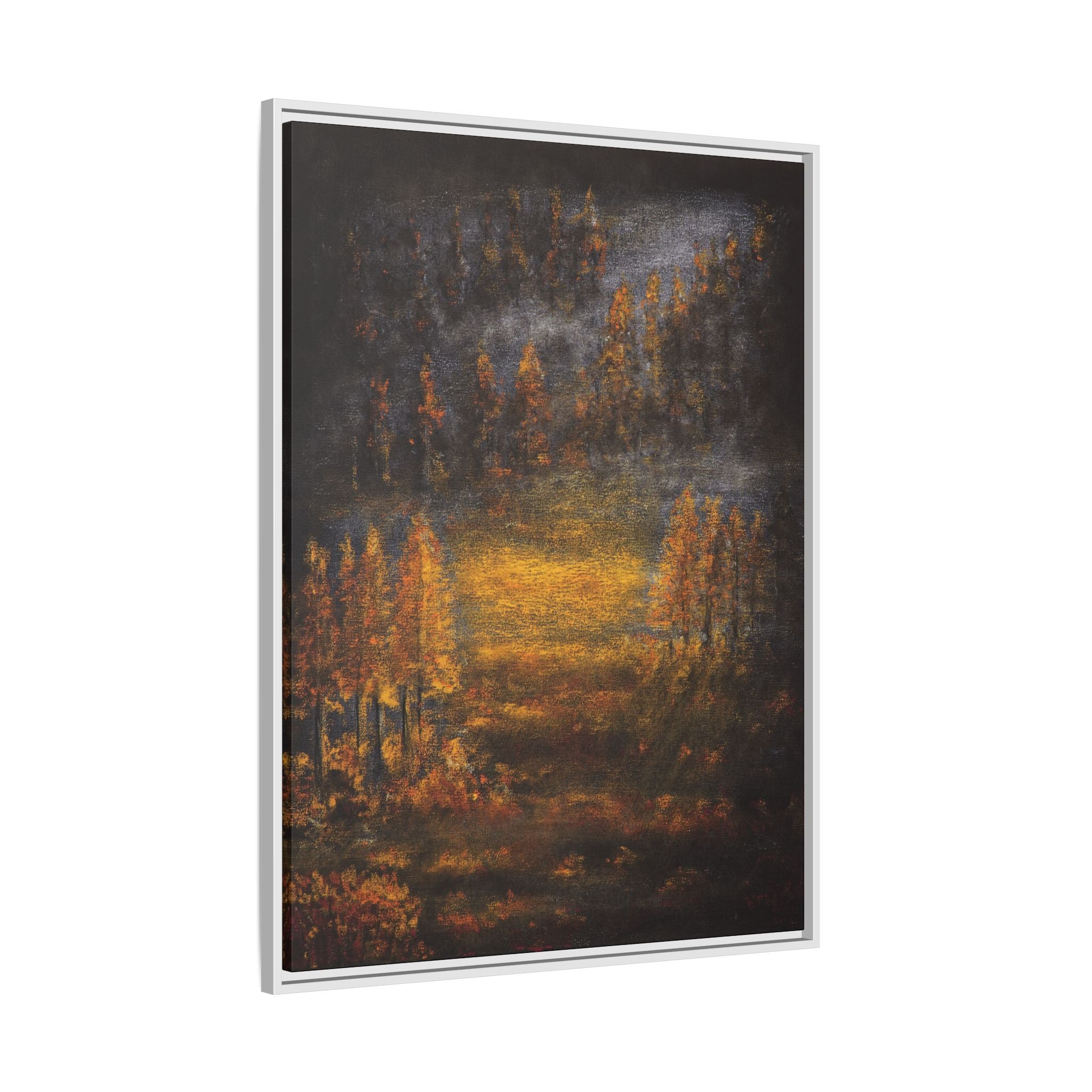 Autumn Glow Landscape - Framed Matte Canvas Wall Art